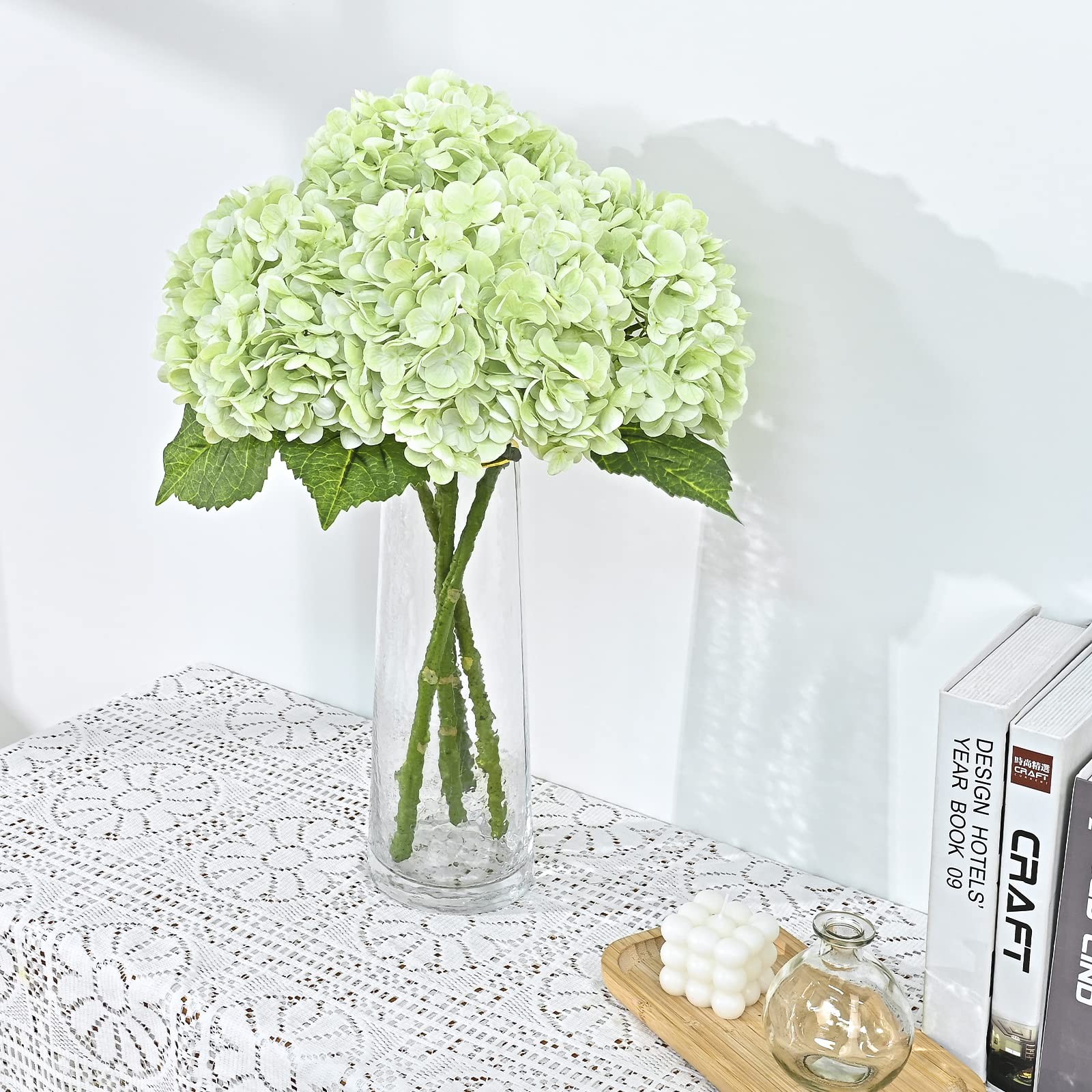 Waipfaru 21″ Real Touch Hydrangea Artificial Flowers with Long Stem & Leaves,…
