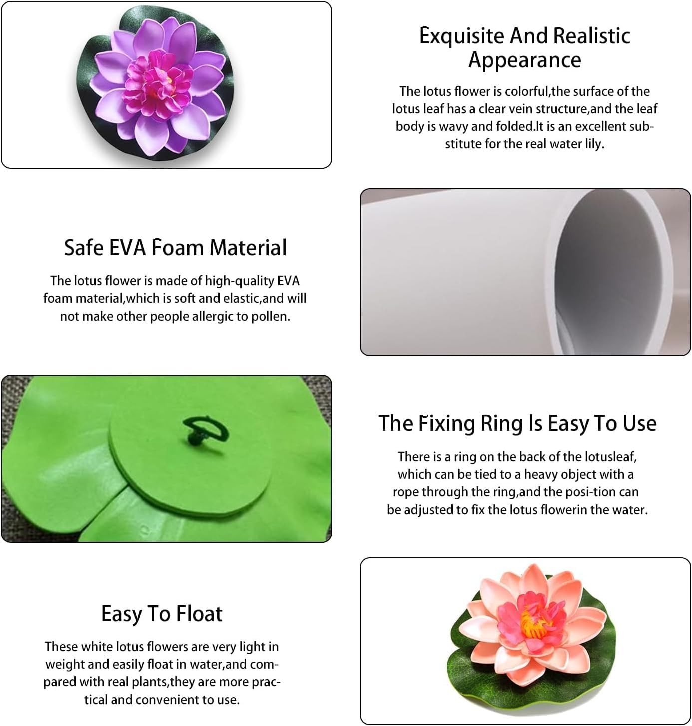 Artificial Floating Foam Lotus Flower, Lily Pads for Lake, Artificial Pond Pl…