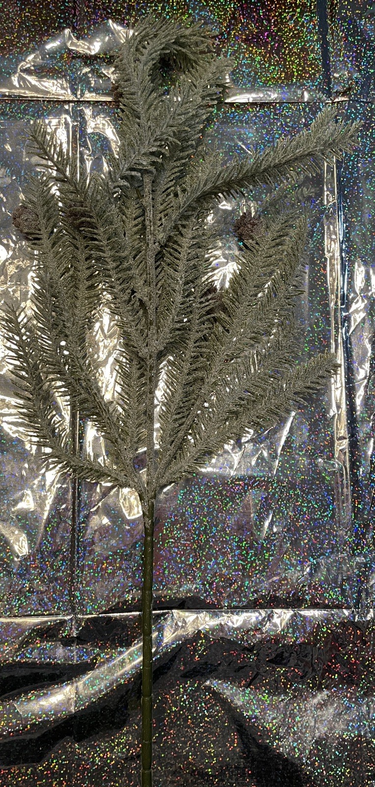 Artificial Evergreen Branch Faux Sprig Faux Foliage Greenery Glitter SEA497B