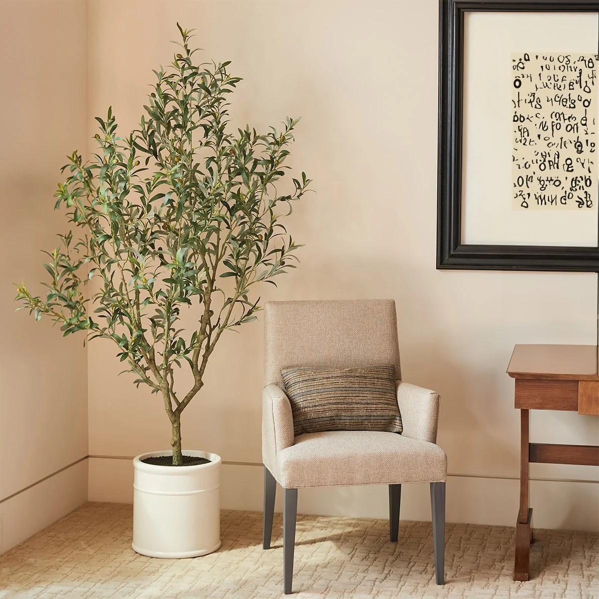 New CGH Artificial Faux 6.5’ Olive Tree w/French Crock Planter, 1695672