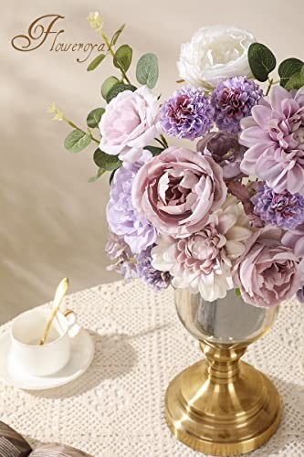 Purple Silk Flower Combo – Dahlia & Roses Mix for DIY Wedding Bouquets, Baby Sho