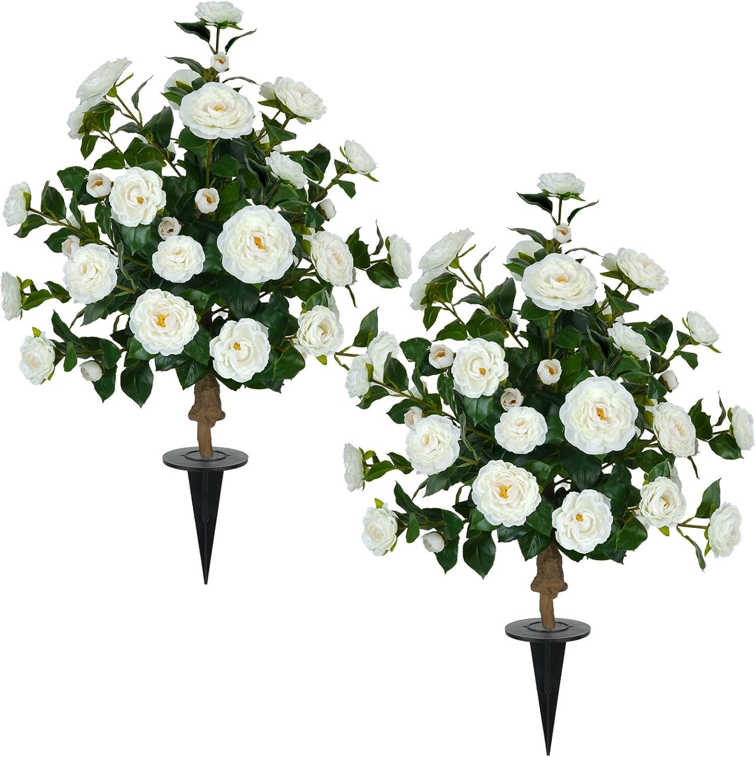 2 Pack 3FT UV Resistant Artificial Camellia Trees for Indoor/Outdoor Decor