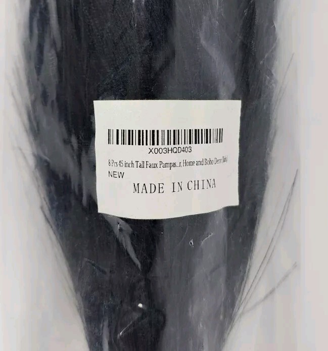 8 Pcs 45 inch Tall Faux Pampas Grass Decor, Large Artificial Pompous Black