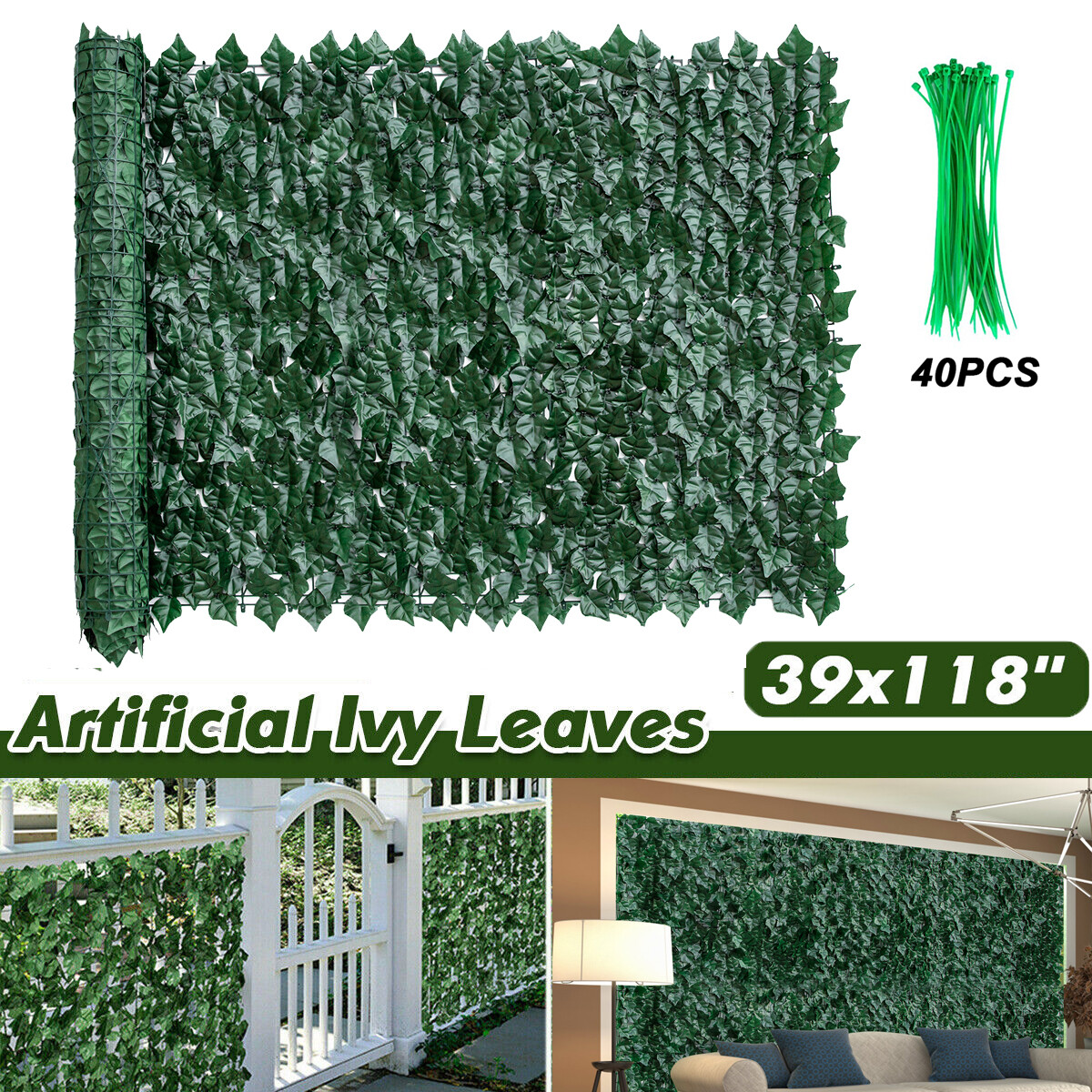 118′ Artificial Wall Hedge Privacy Screens Fence Panel Faux Leaf Grass Decor US