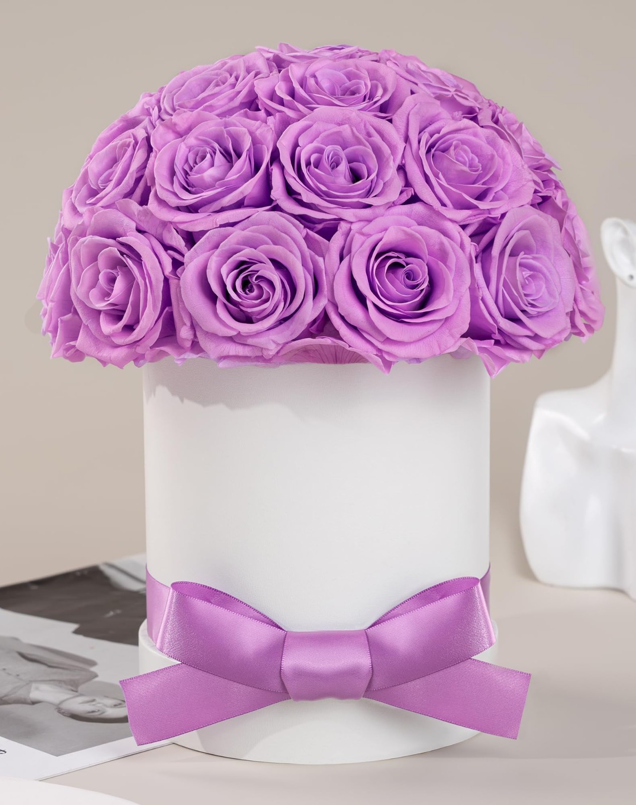 Eternal 27 Forever Roses in Luxury White Box – Preserved Flowers Gift for Women,