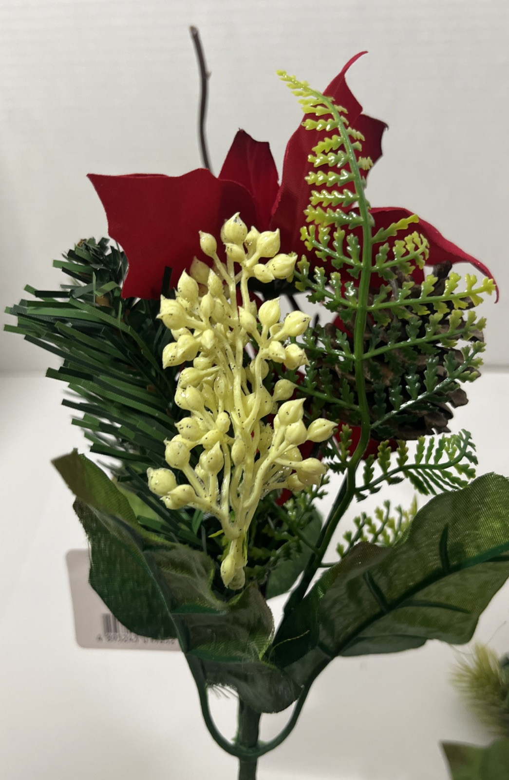 Lot Of 3 Red Poinsettia Mix Pick Artificial Flowers 12 Inch Decor NWT