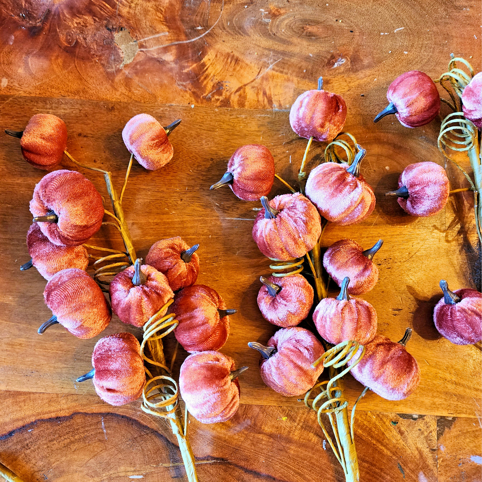 Velvet Pumpkin Floral Picks | Fall Harvest Stems | Rustic Autumn Centerpiece Dec