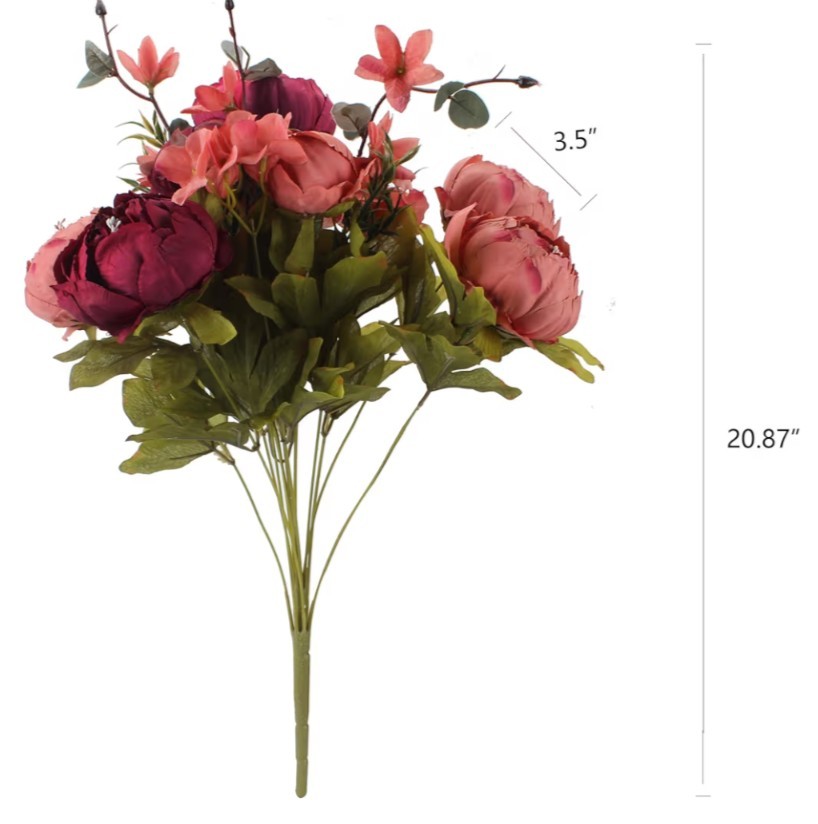 Fake Flowers Vintage Artificial Peony Silk Flowers Wedding Home Decoration
