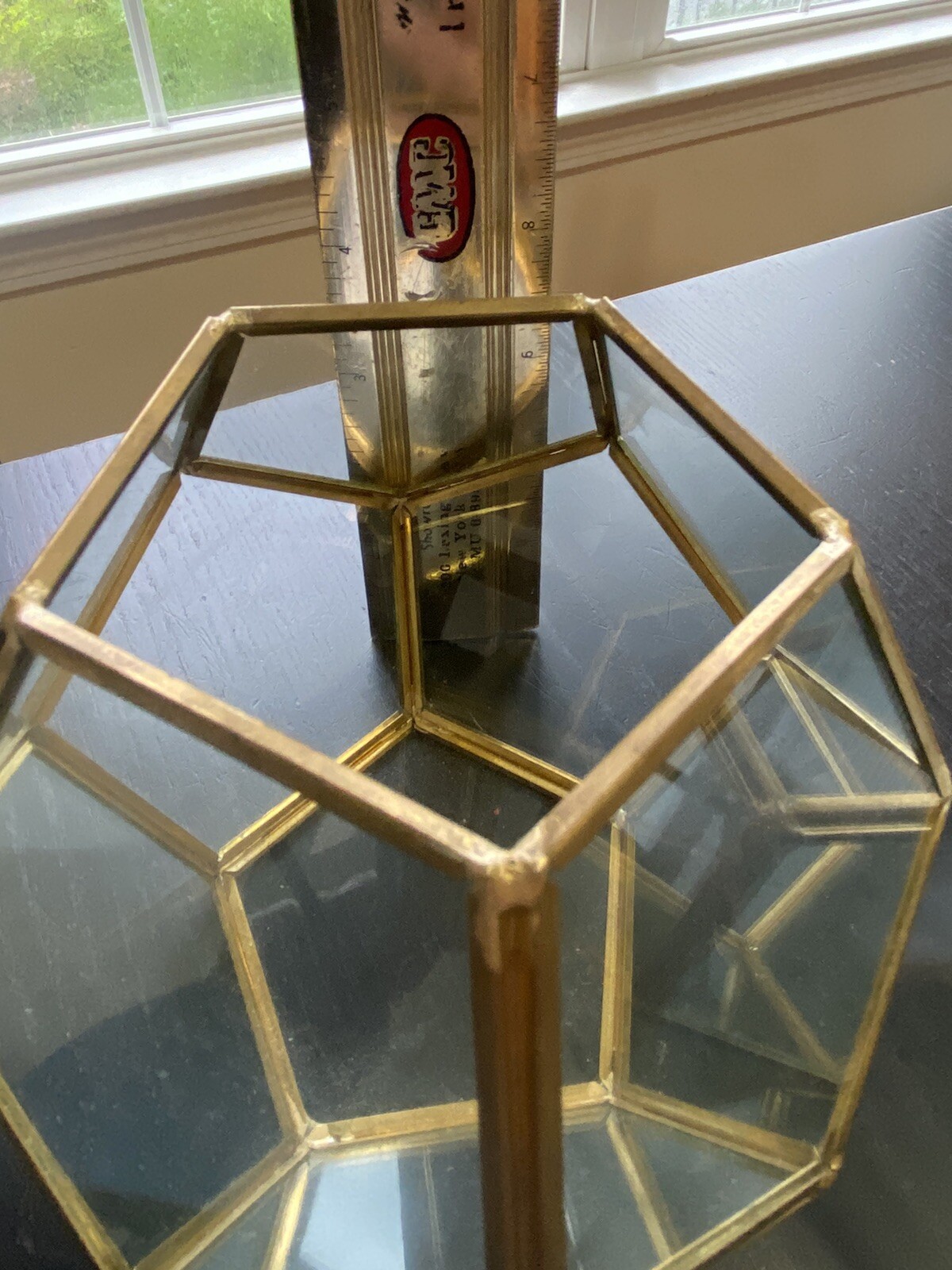 Vintage Geometric Brass Glass Terrarium Lantern Succulents Candles Decoration