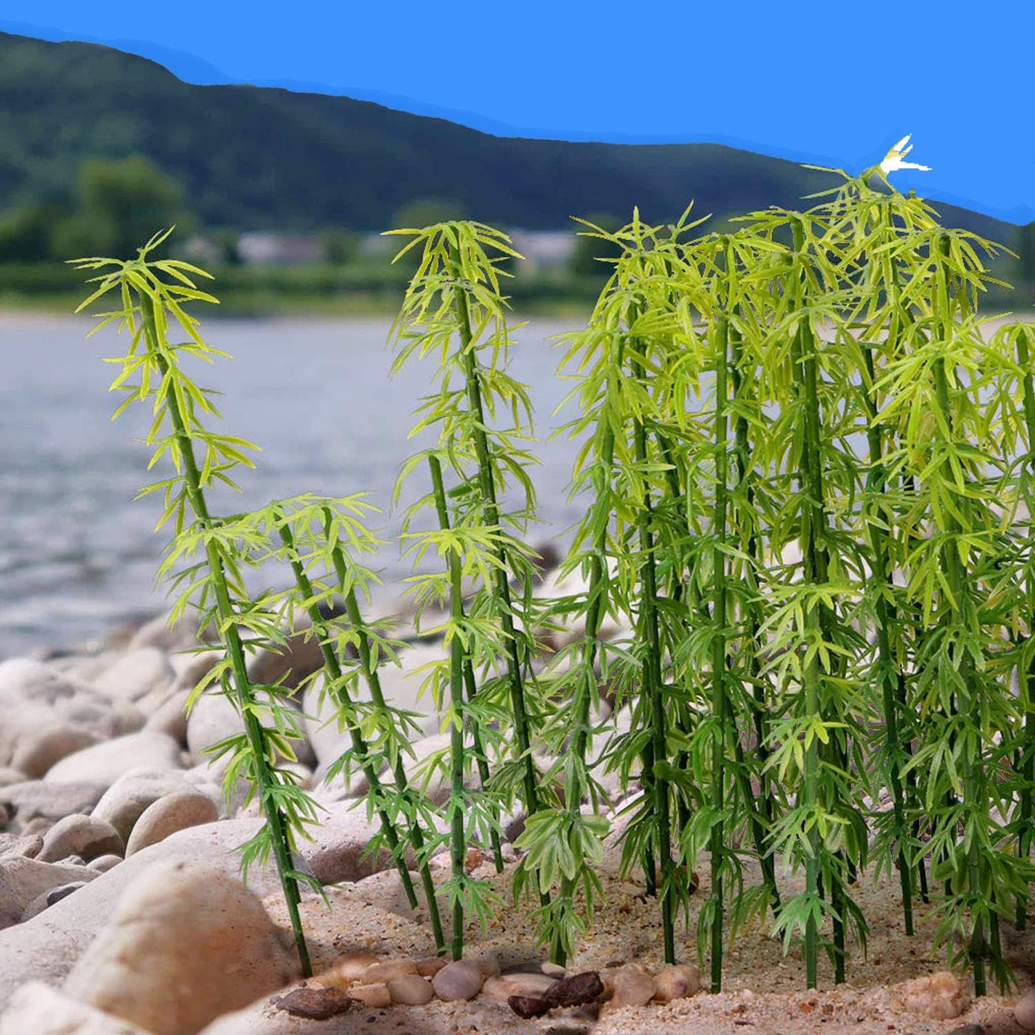 40 PCS Model Bamboo Trees, 2 Size Green Plastic Bamboo Trees for Home Decoration