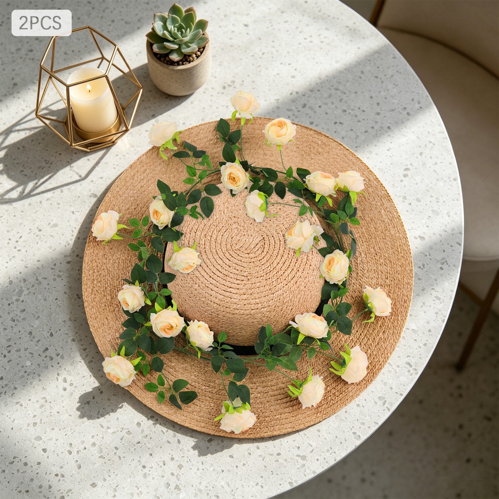 Artificial Flower Garlands Champagne Color Flower Vine Garden Wedding Decoration