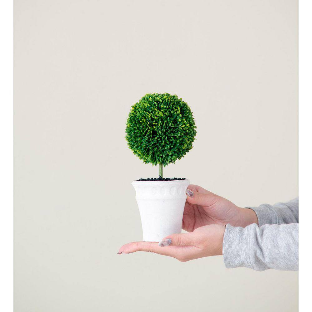 3 In. Mini Faux Topiaries in Cream Pot (3-Pack)