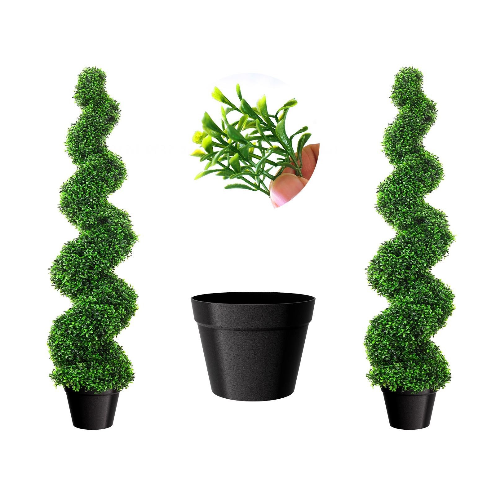 2PCS 3FT Topiary Trees Artificial UV Resistant Artificial Spiral Trees for Decor