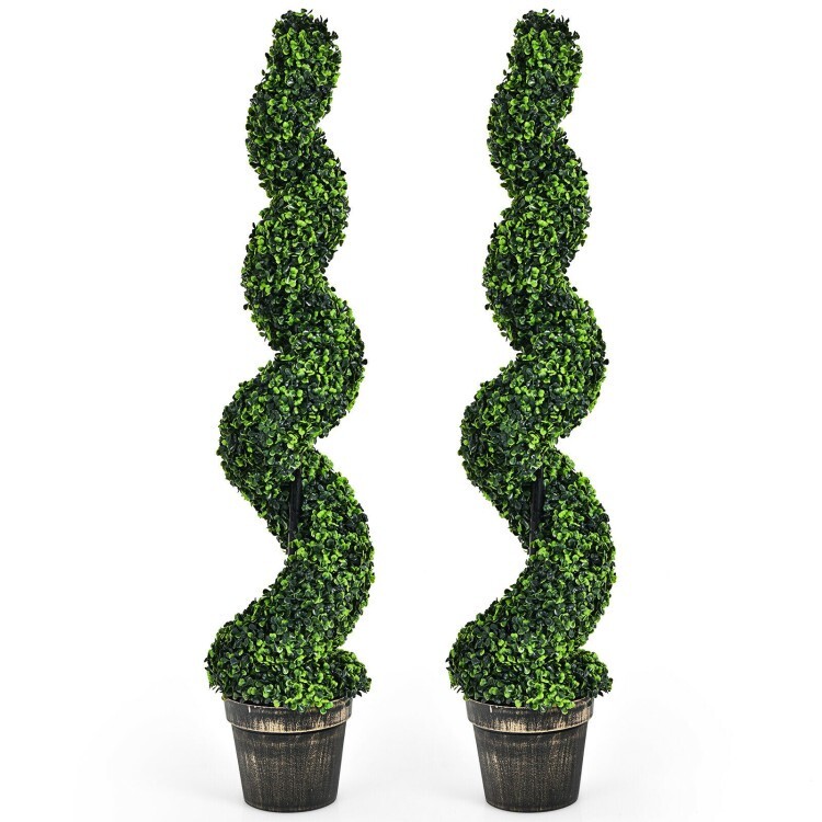 4’ Artificial Boxwood 2 Pack Spiral Topiary Tree UV Home Decor Green In/Outdoor