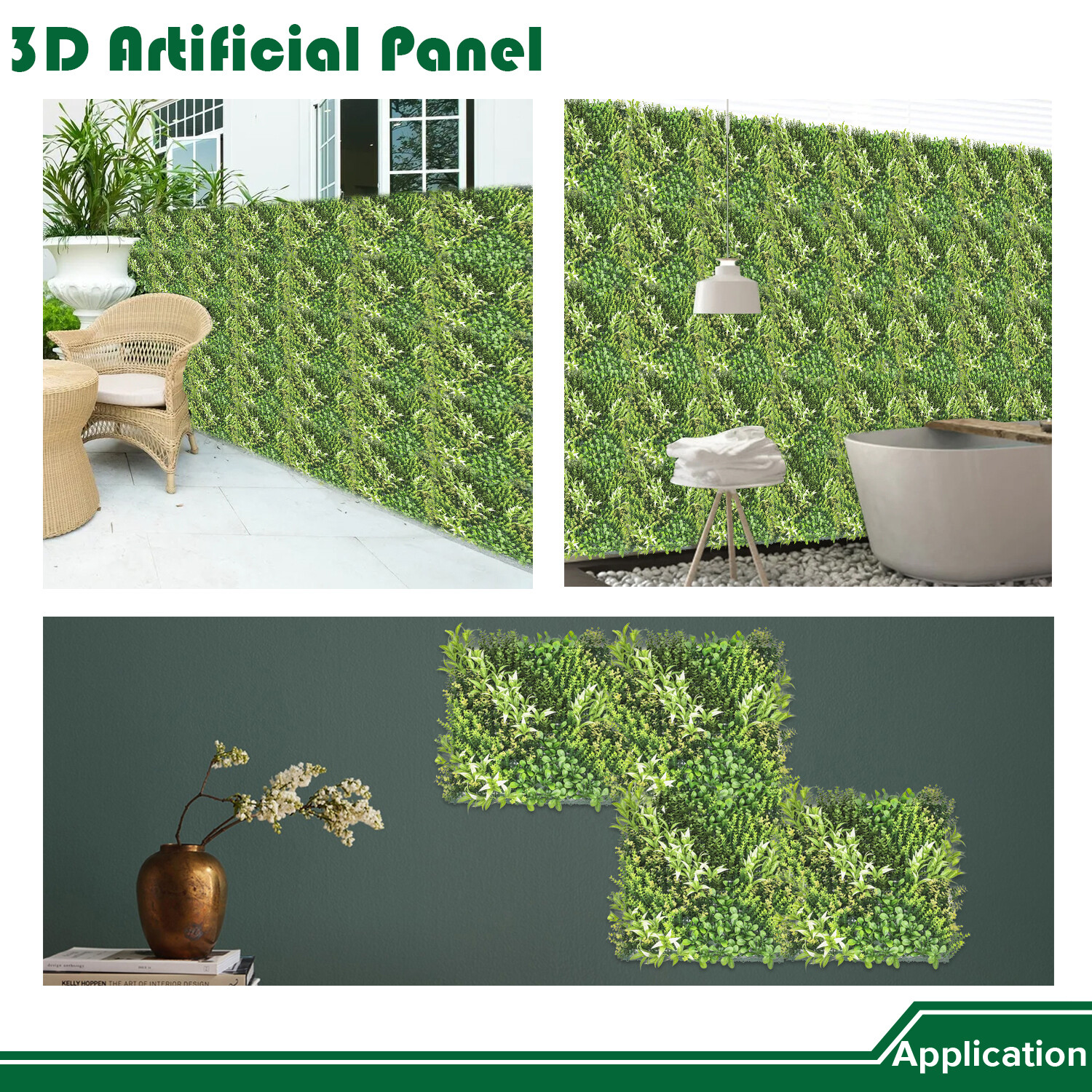 20″ Artificial Grass Mats 3D Mixed Plant Wall Hedge Decor For Home Festival #13