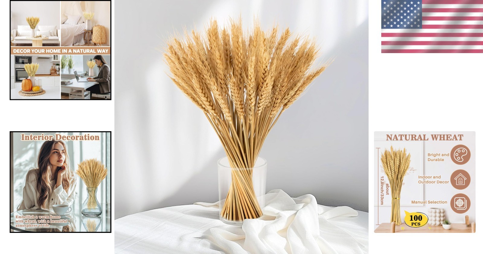 Sukh 100 Stems Dried Wheat Stalks for Decor Sheaves Grass Natural Golden