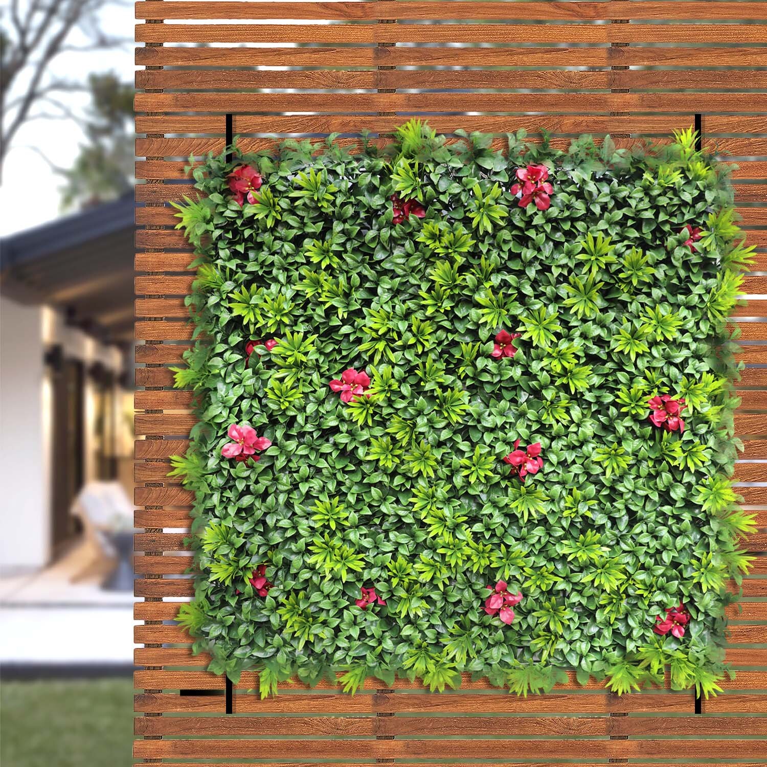 40″ Artificial Faux 3D Mix Leaves Wall Panel Fence Screen Home Outdoor Decor #01