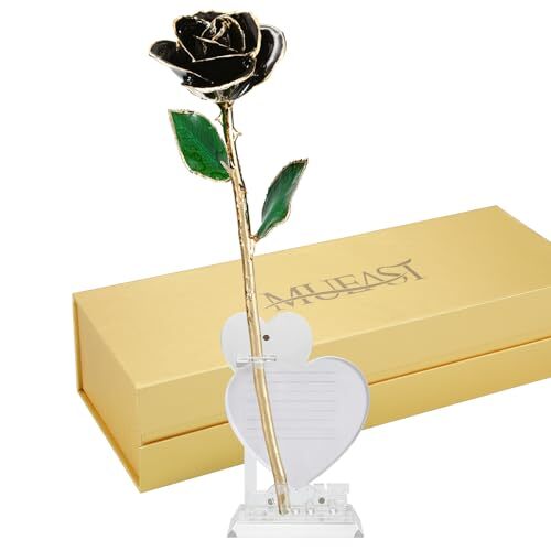 24K Gold Rose Birthday Mother’s Day Valentine’s Day for Mom Daughter Black