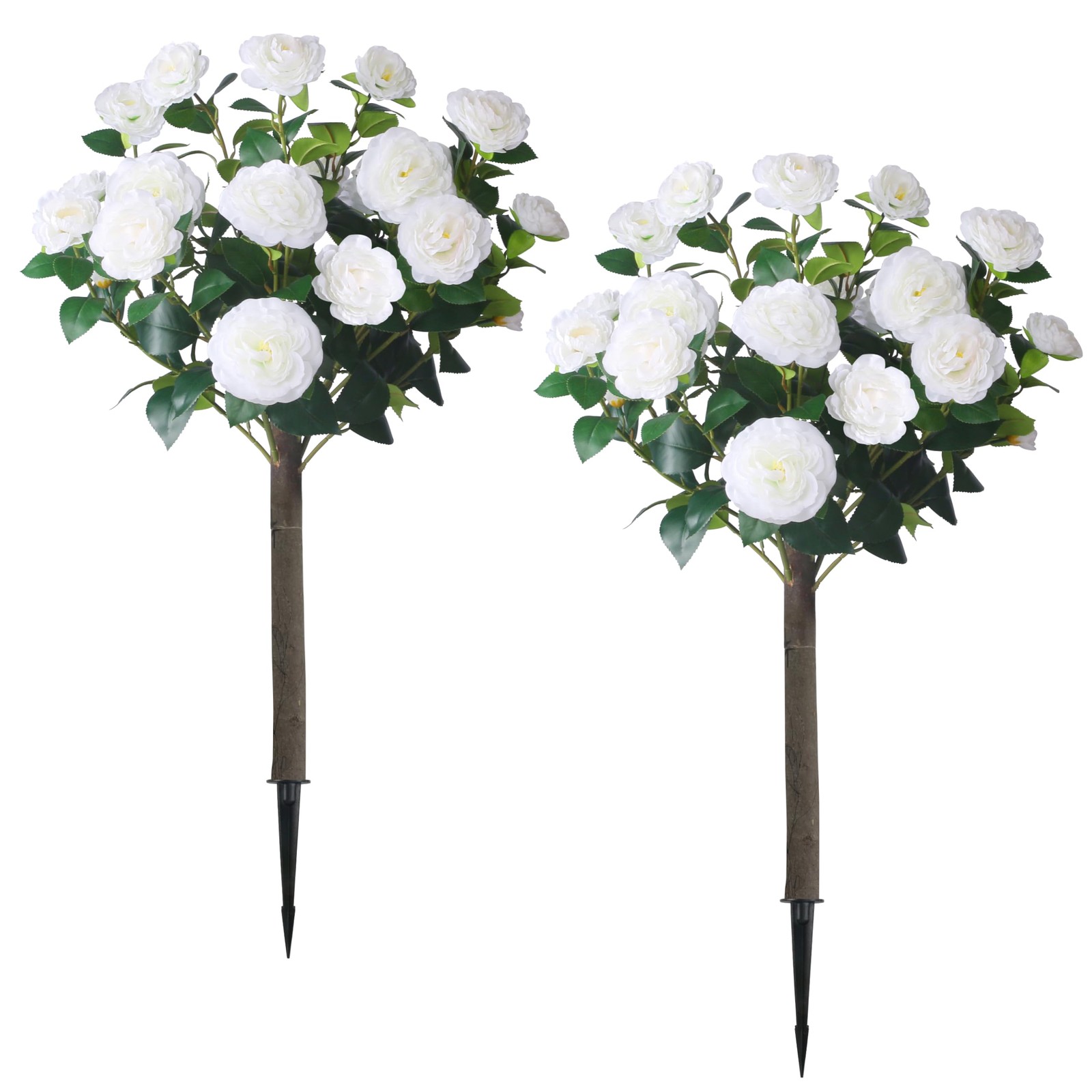 Sunnyglade 35.5″ Set of 2 Artificial Camellia Tree, Faux White Camellia Flowe…