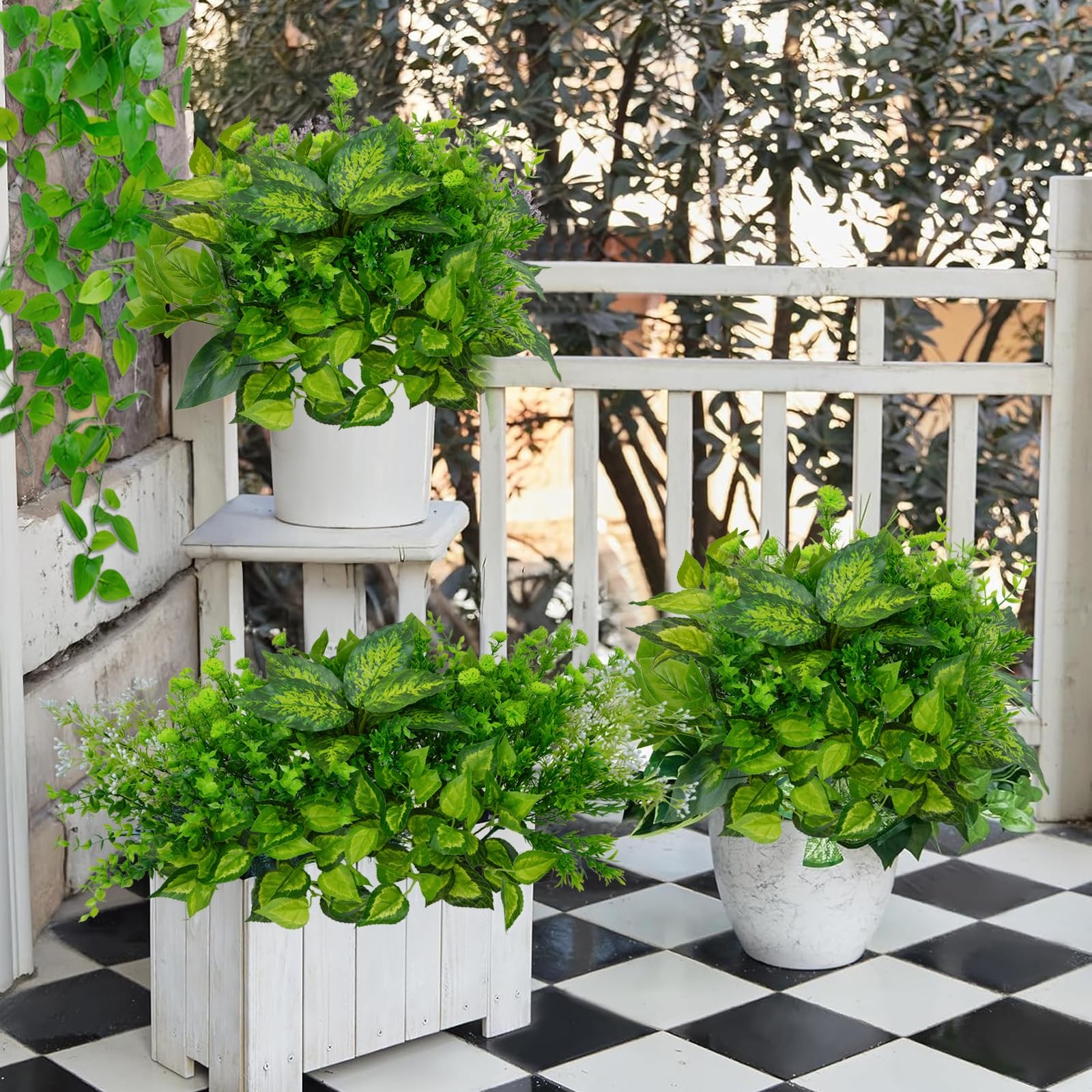 16 Bundles Artificial Plants Outdoor Realistic Outdoor Greenery UV Resistant …
