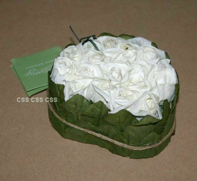 Marcel Schurman Bridal Shower Wedding Hostess Gift Heart Shape Faux White Roses