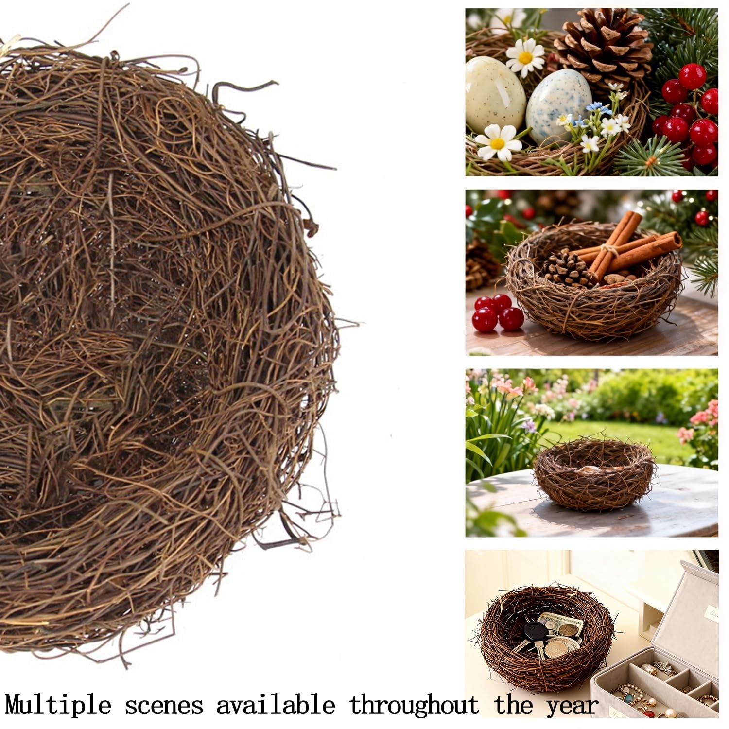 Artificial Bird Nest Ornament: 5.9In Natural Rattan Craft Nest for Easter – I…