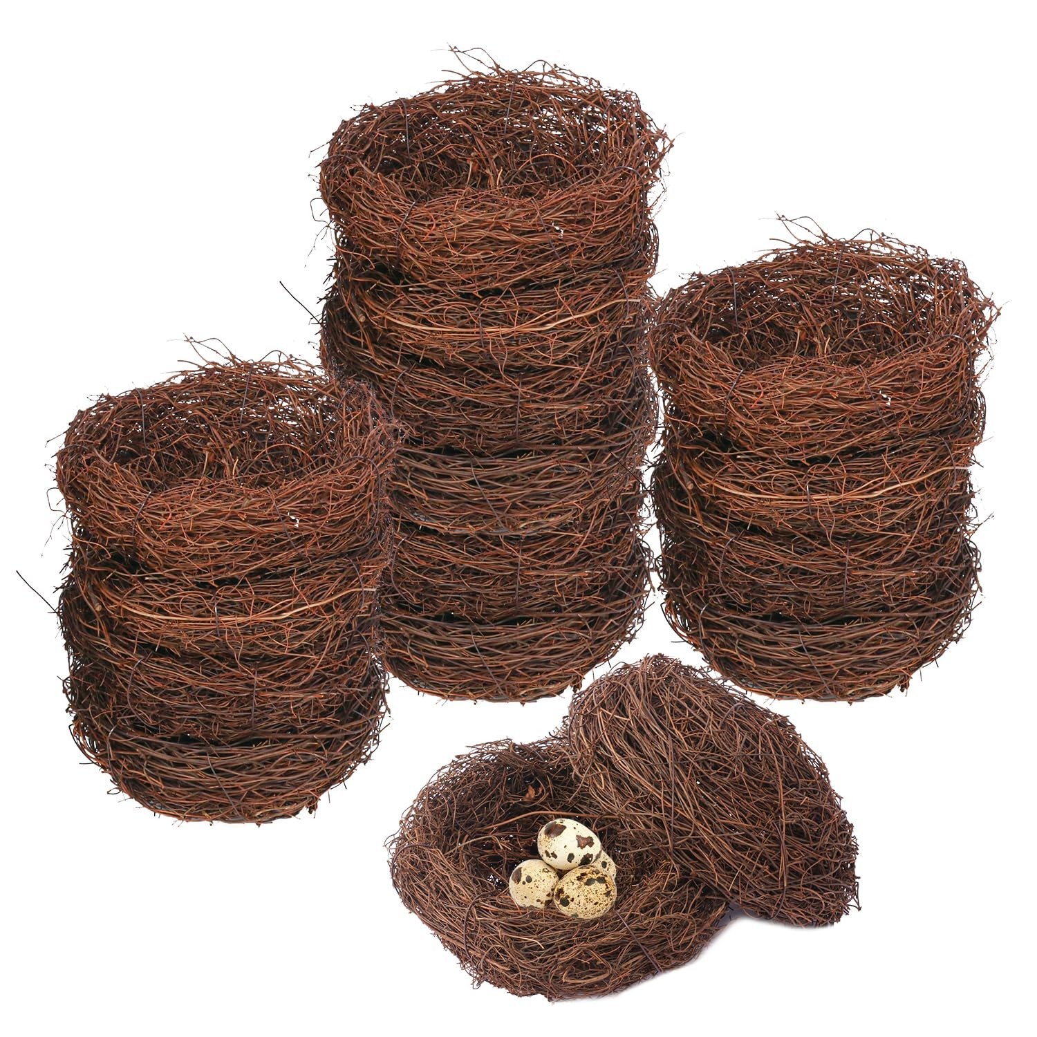16 PCS 7″ Rattan Artificial Bird Nests for Crafts, DIY Decor, Holiday & Garden