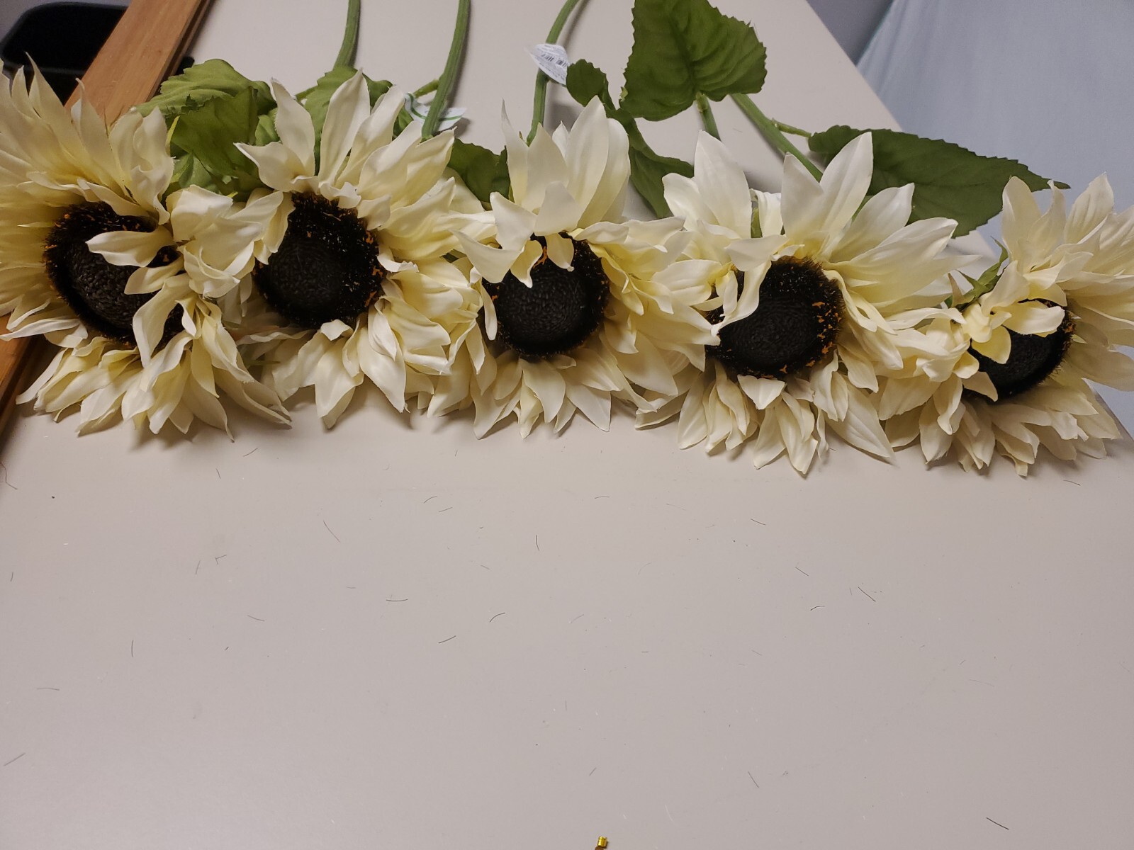LG Bloom White/Blk Sunflower Stem / Pick 27in High Autumn Fall Summer Floral
