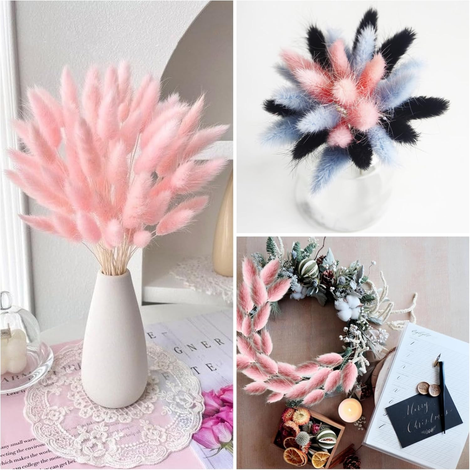 120 PCS Pink Dried Pampas Grass Decor, 17-Inch Pompas Floral, Dry Flowers for De