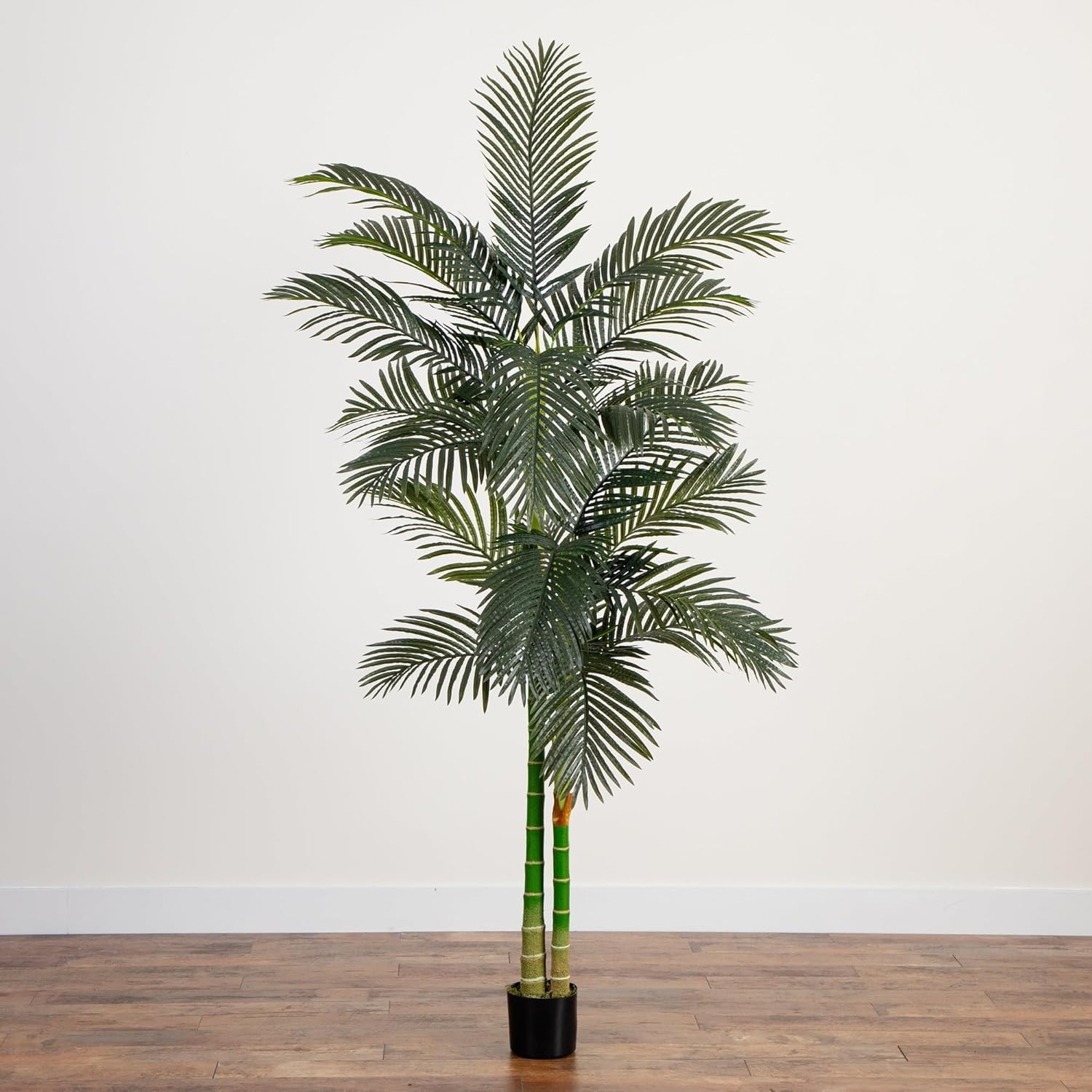 8FT Artificial Golden Cane Palm Tree with Realistic Trunks & Leaves