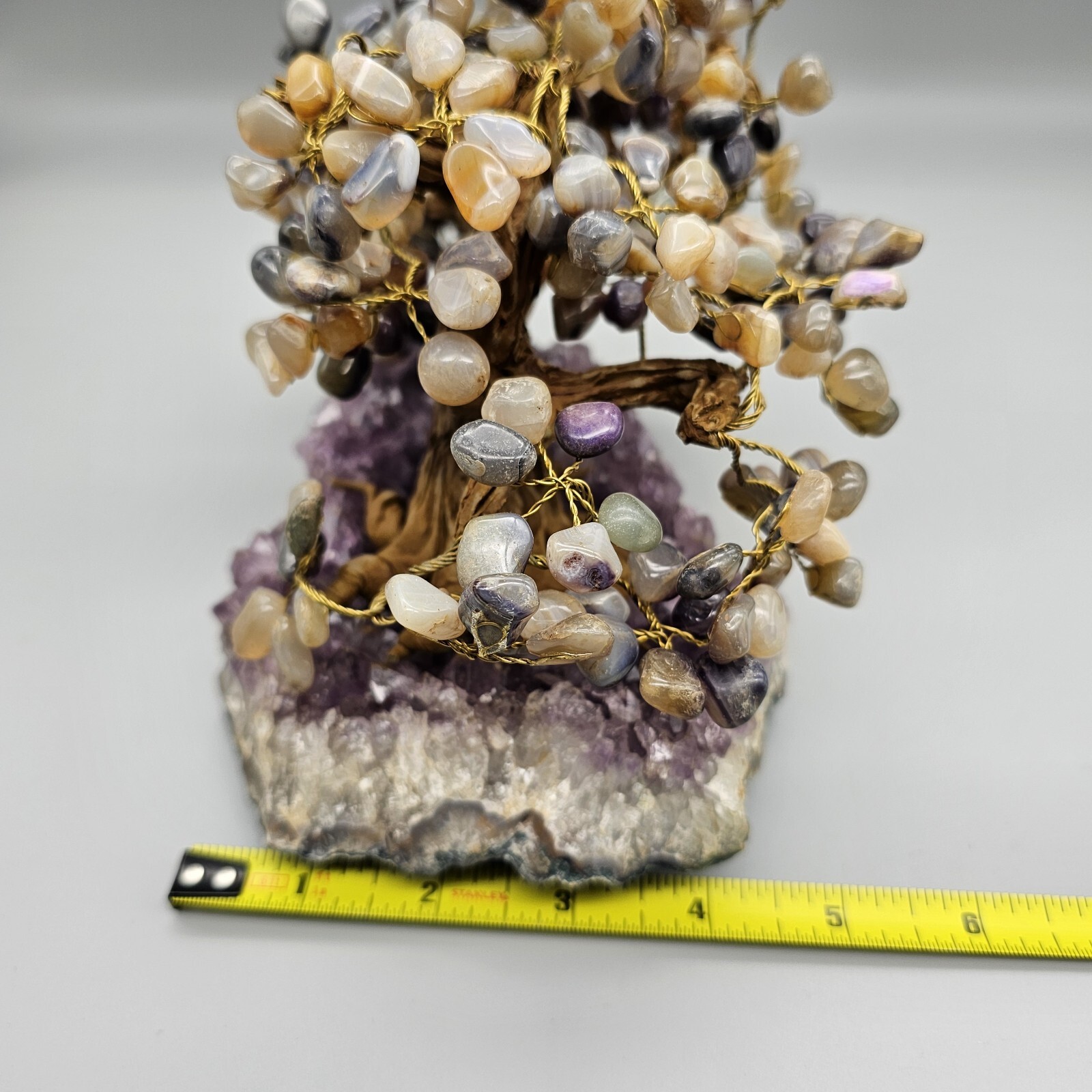 Natural Amethyst Healing Crystal Money Tree on Amethyst Cluster Geode