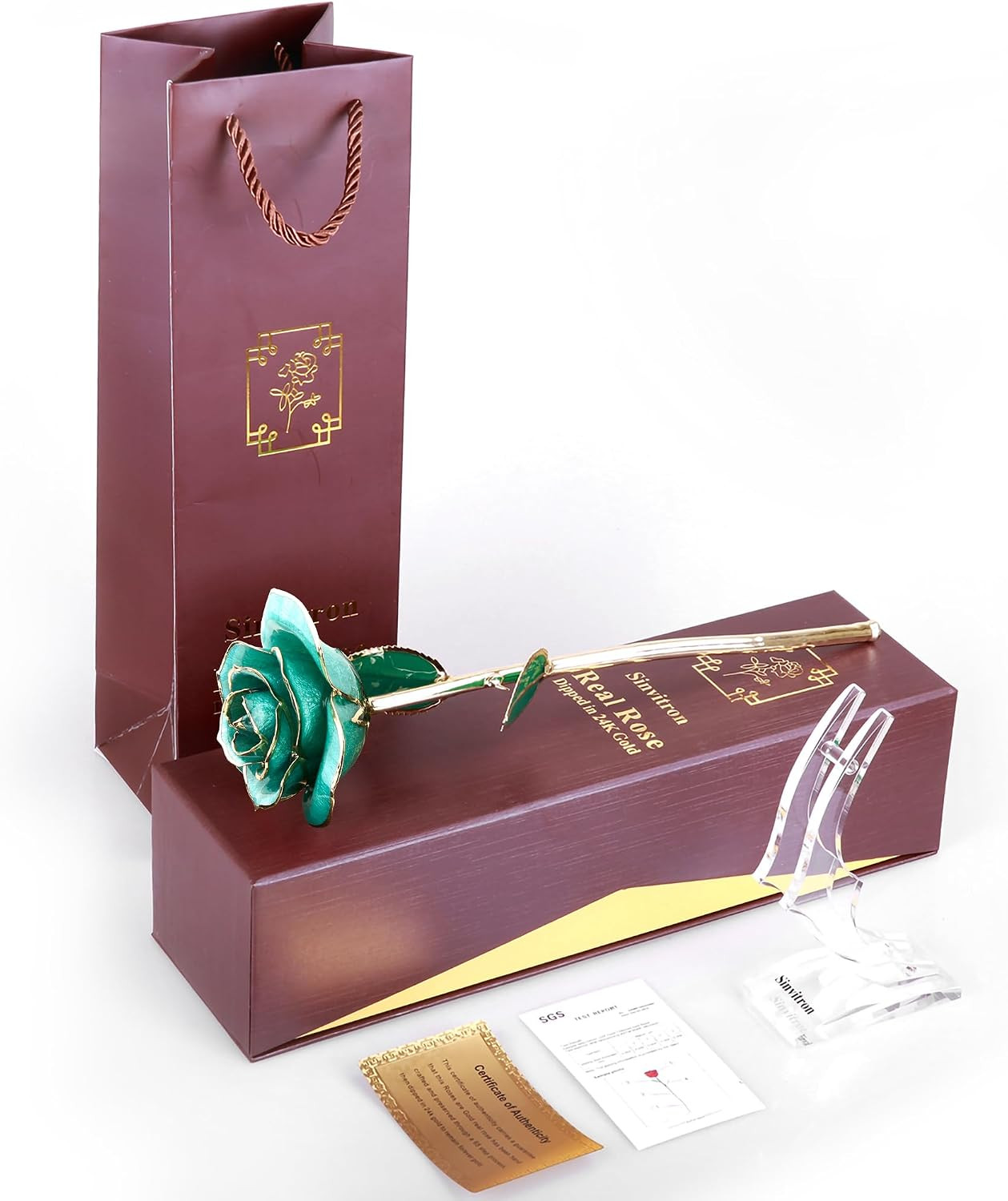 Gold Dipped Rose 24K Real Rose, Long Stem 24K Gold Plated Rose