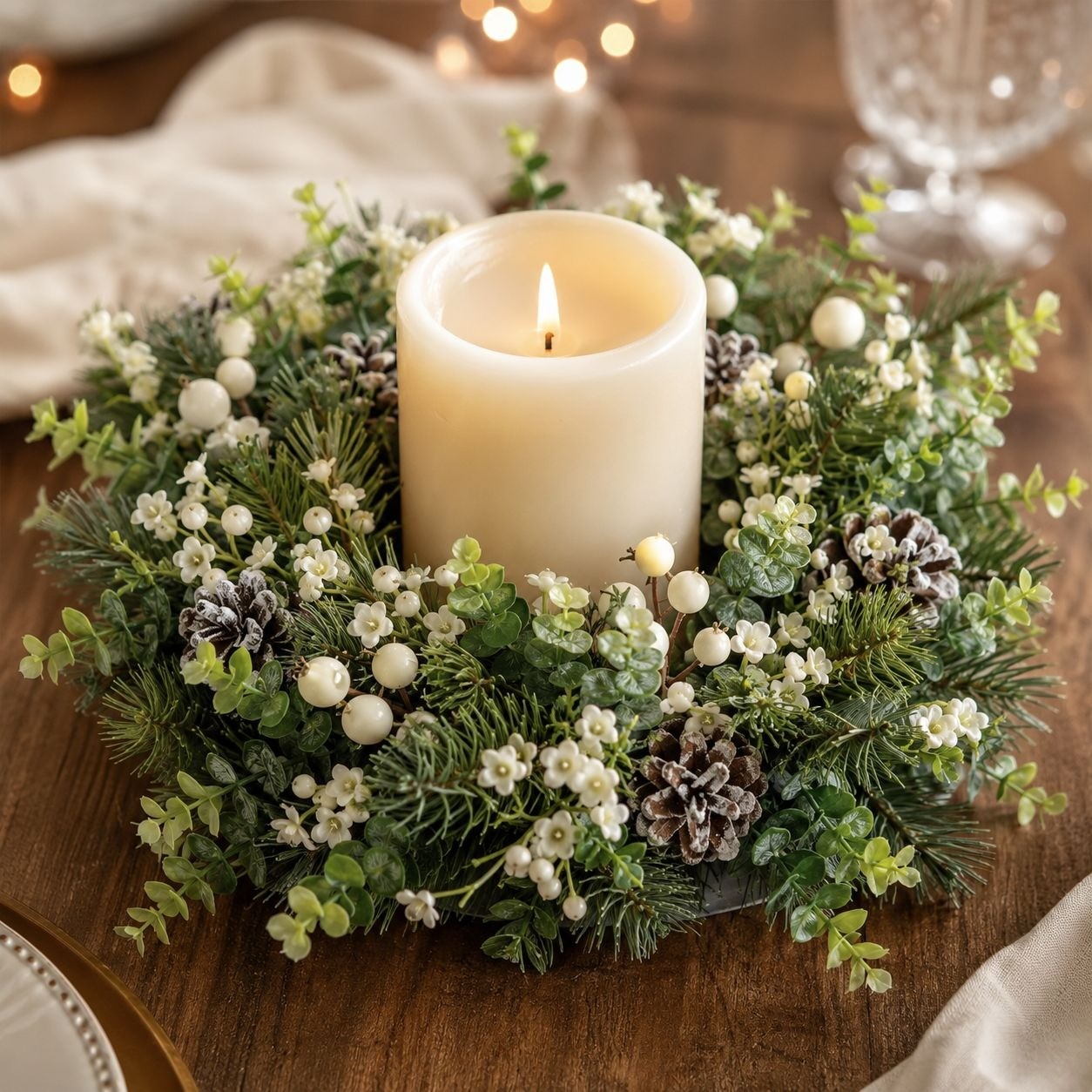 Mini Green and Cream Eucalyptus Sprigs Set of 23, 5 Inch Soft Touch Faux Greener