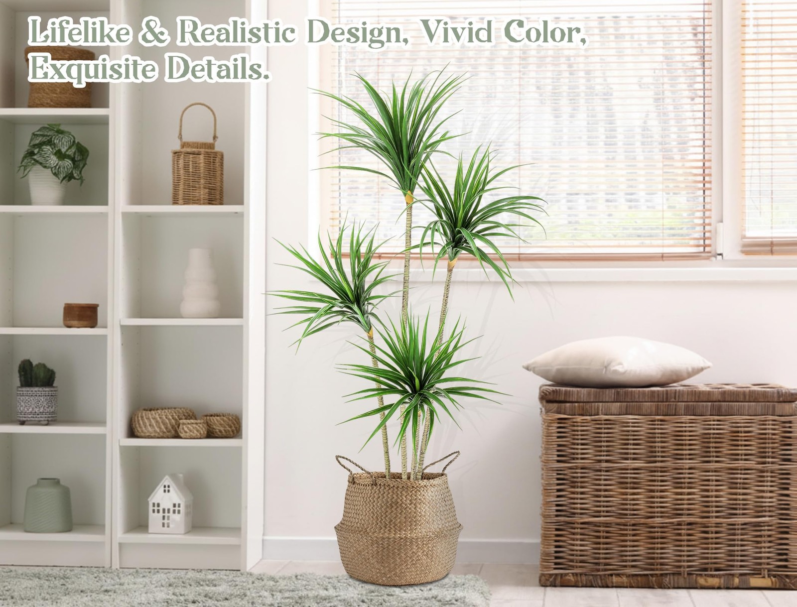 5 ft Artificial Dracaena Marginata, Tall Artificial Dracaena Plant Tree, Trop…
