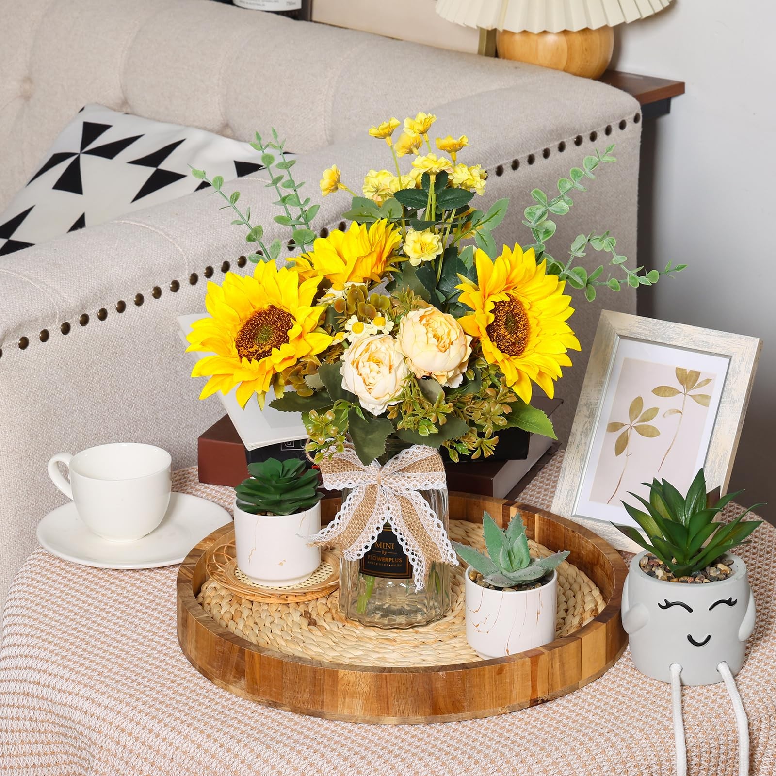 Fake Flowers in Vase, Artificial Flowers with Vase Faux Silk Floral Arrangeme…