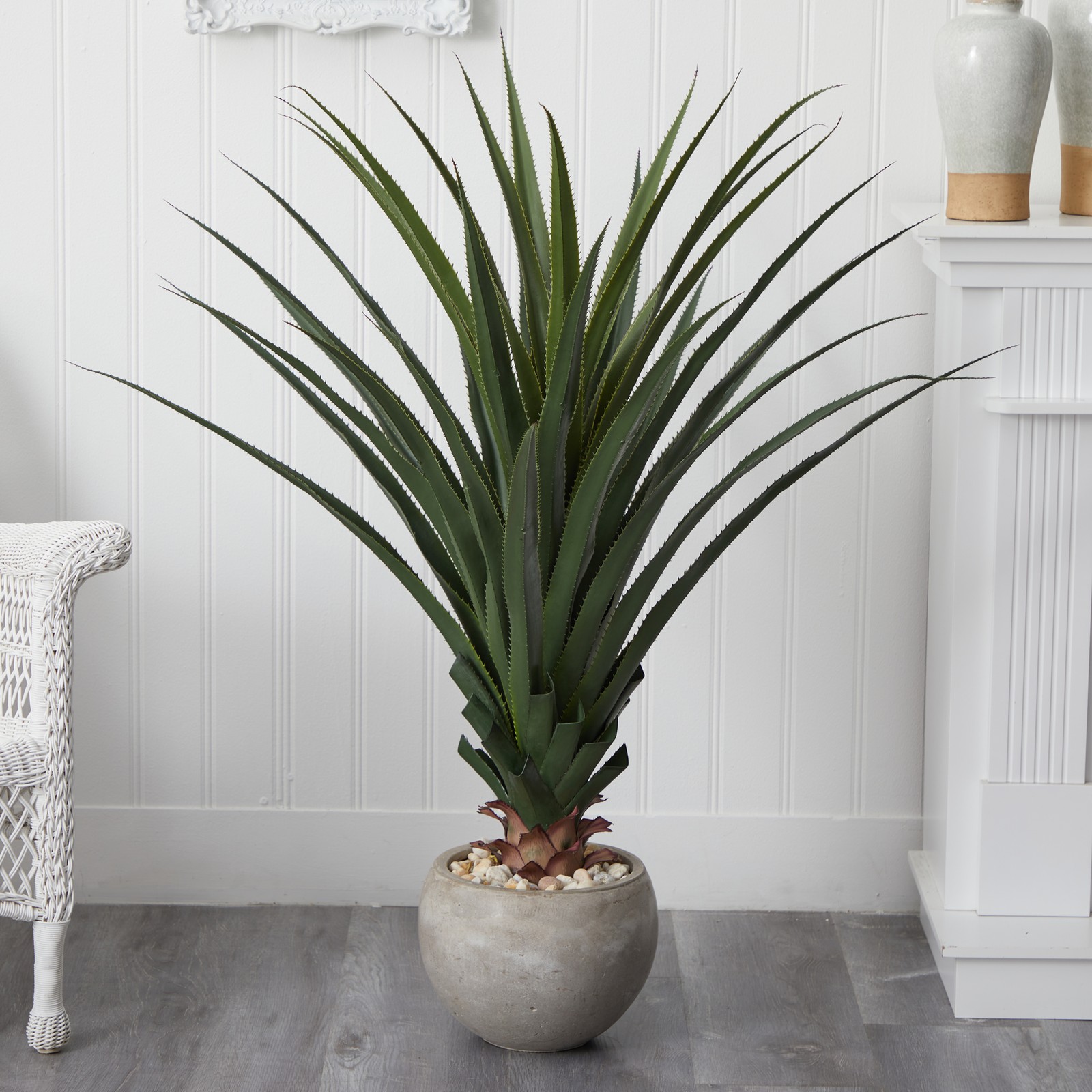 Nearly Natural Spiked Agave Artificial Plant in Sand Bowl (Indoor/Outdoor)