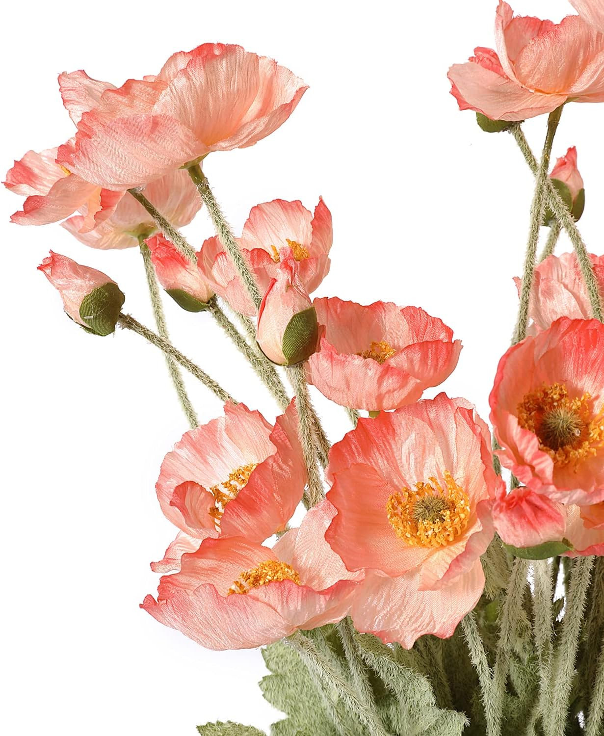 Artificial Poppy Flowers, 5 Bundles Faux Poppies with Stems for Floral Arrangeme