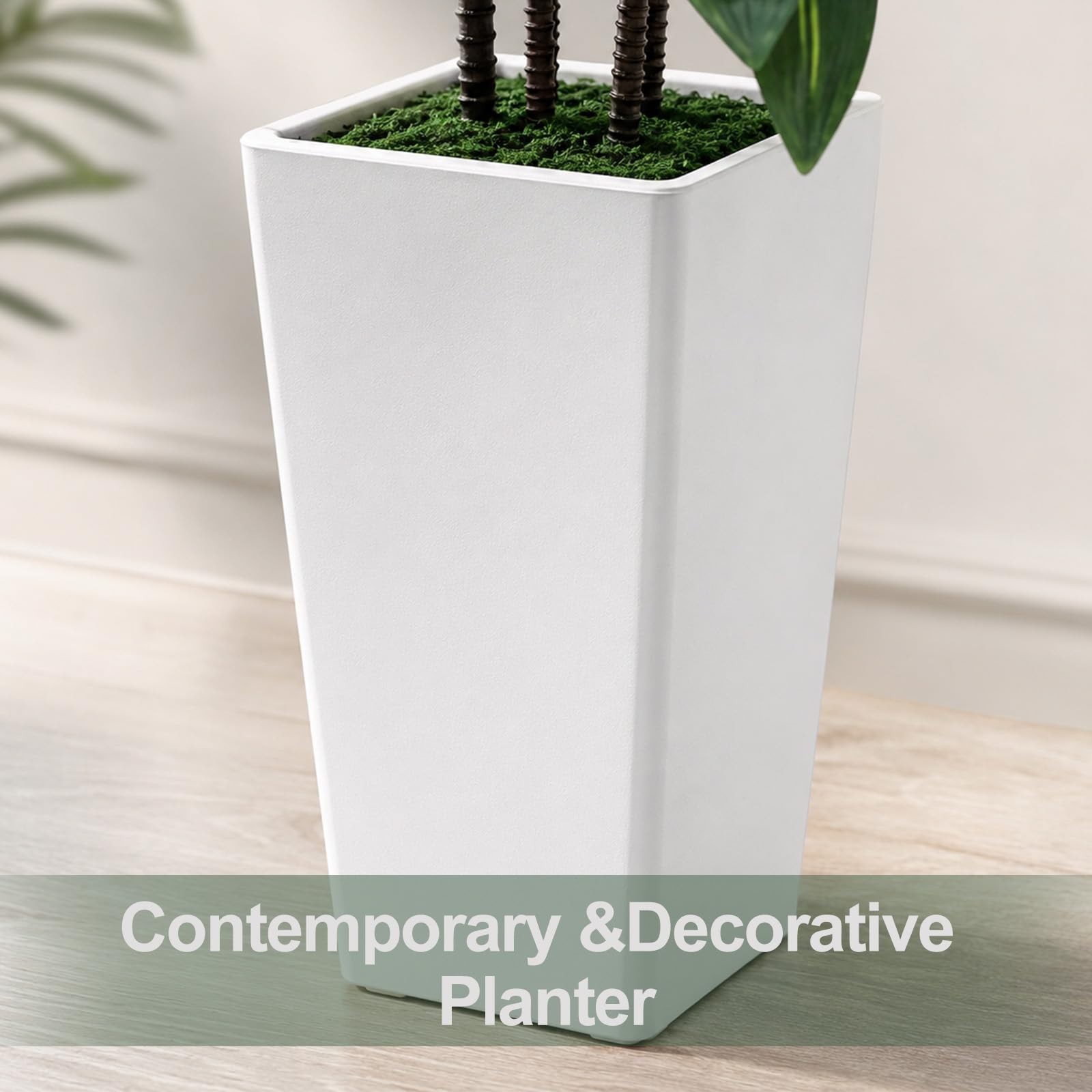 7FT Artificial Dracaena Tree – Tall Fake Plant with White Planter for Home Decor