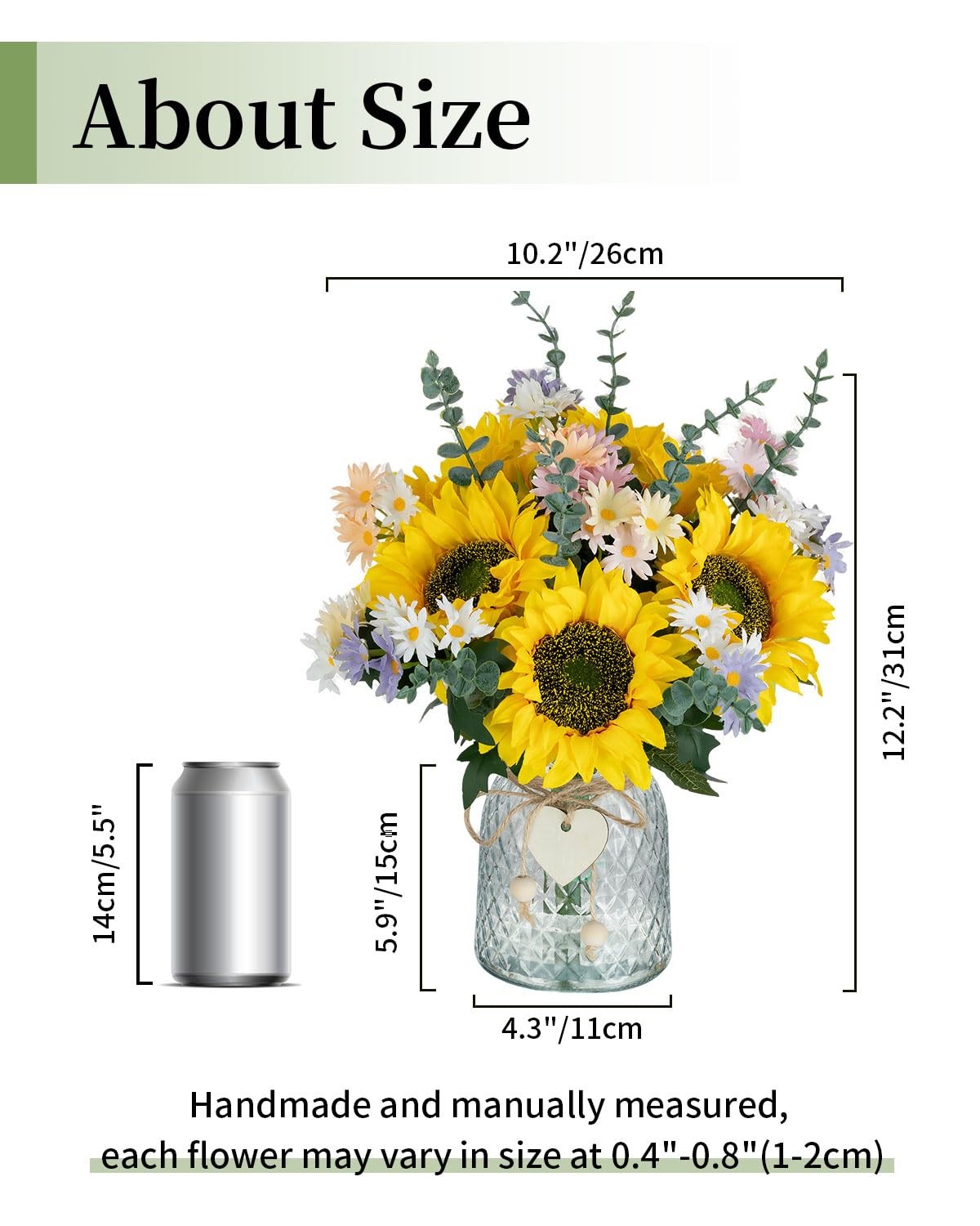 Sunflower Fake Flowers in Vase: Sunflowers Artificial Flowers with Vase for T…