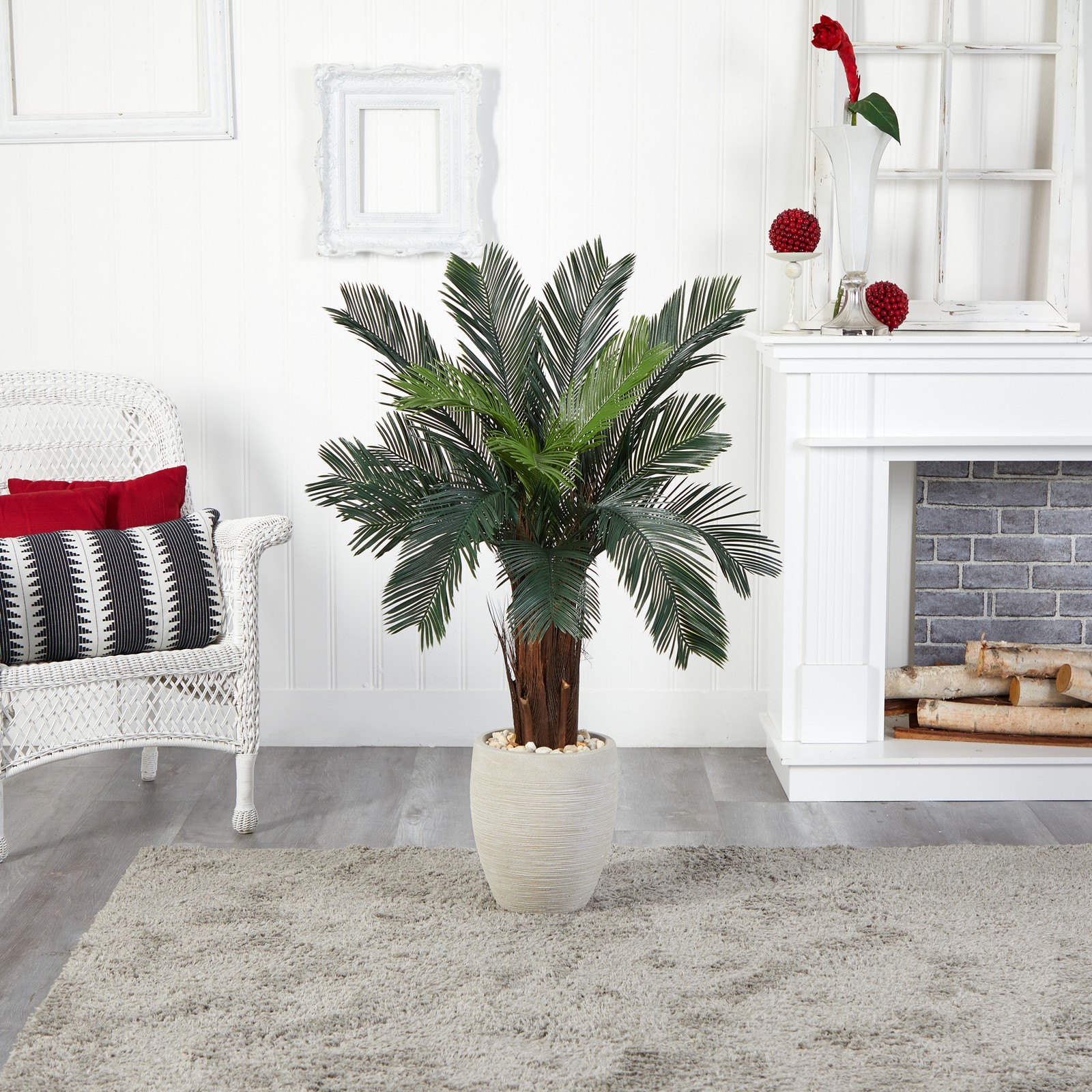 Nearly Natural 4.5ft Cycas Artificial Tree in Oval Planter UV Resistant