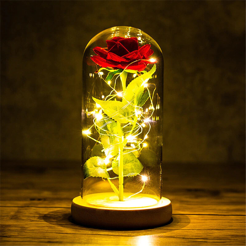 Eternal Rose LED Light Flower In Glass Cover