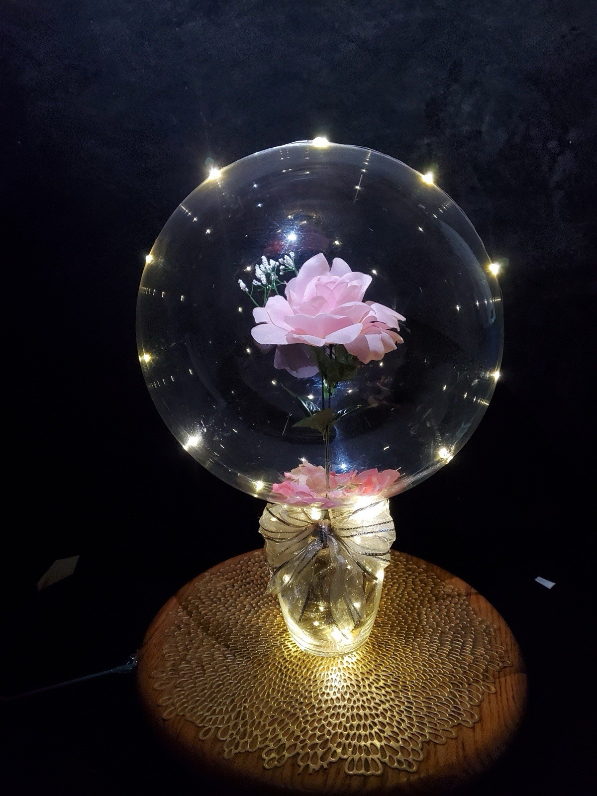Valentines Day Gift, Pink Rose Balloon. Light Balloon,