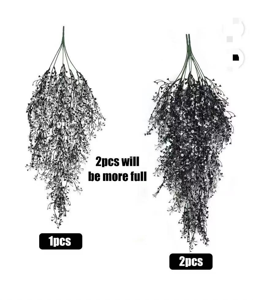 4PCS Decorative Flowers Vine Hanging Artificial Plants Hanging Plant-Black