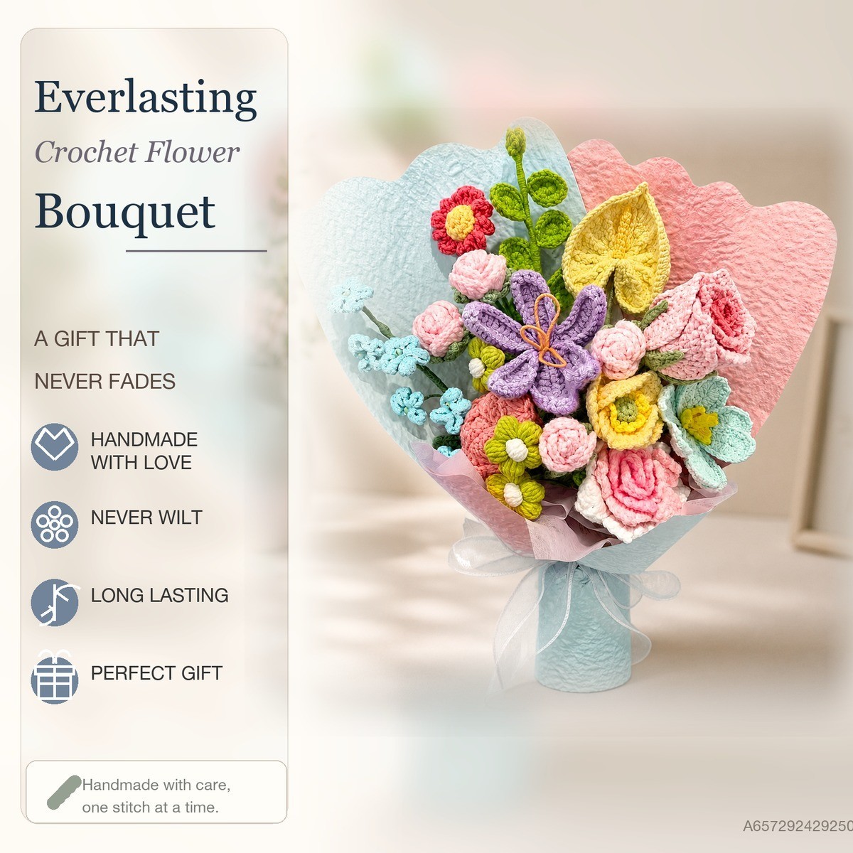Colorful Mixed Crochet Bouquet Birthday Thank You Gift for Mom