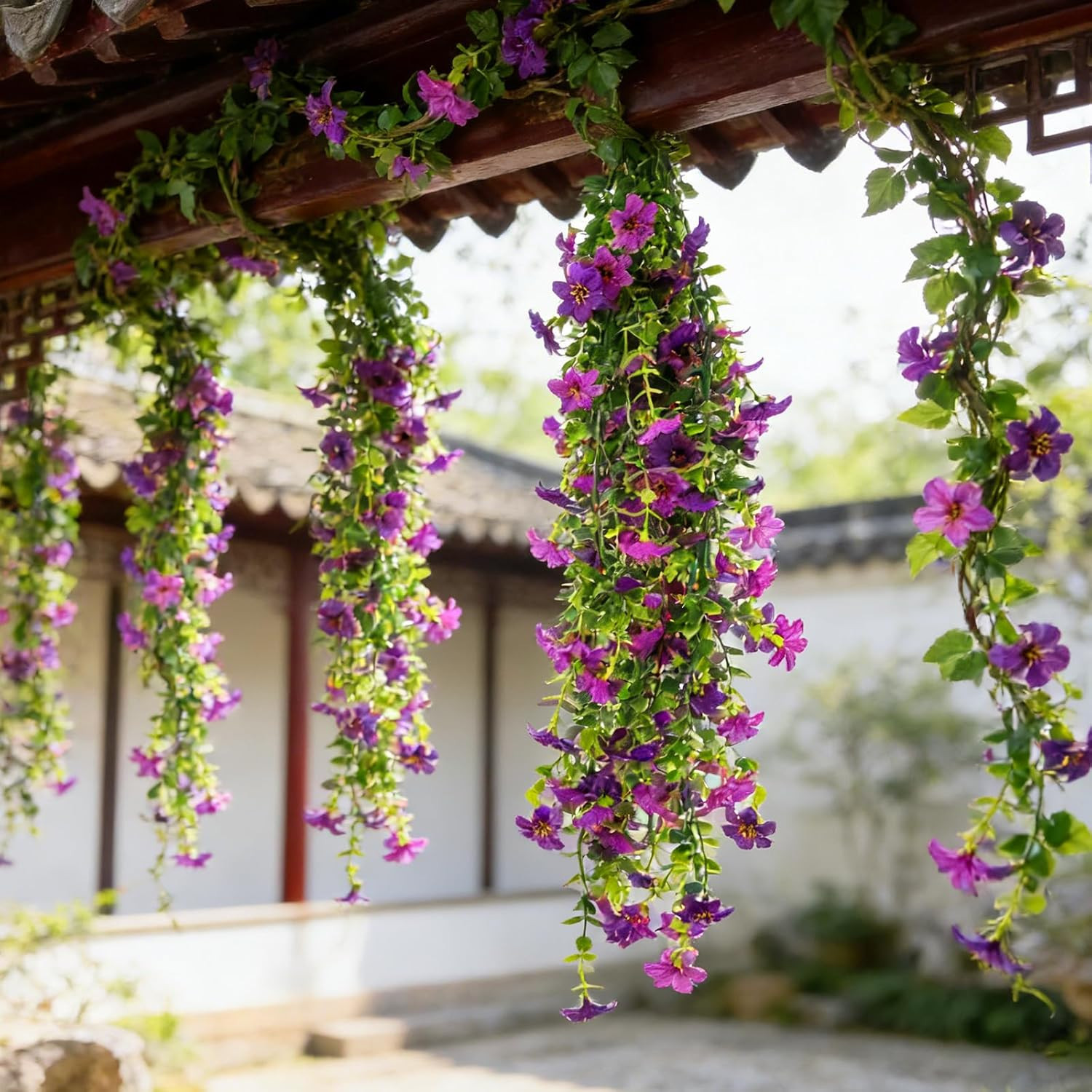 6 Pcs 30.3Inch Artificial Hanging Flowers Plants for Outdoor Faux Hanging Daisy