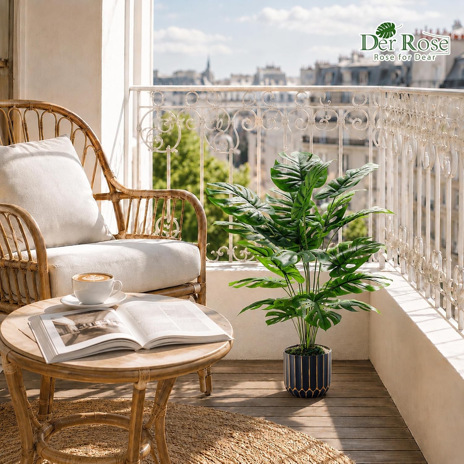 Artificial Monstera Plant Faux Potted Tree Fake Greenery Indoor Home Decor