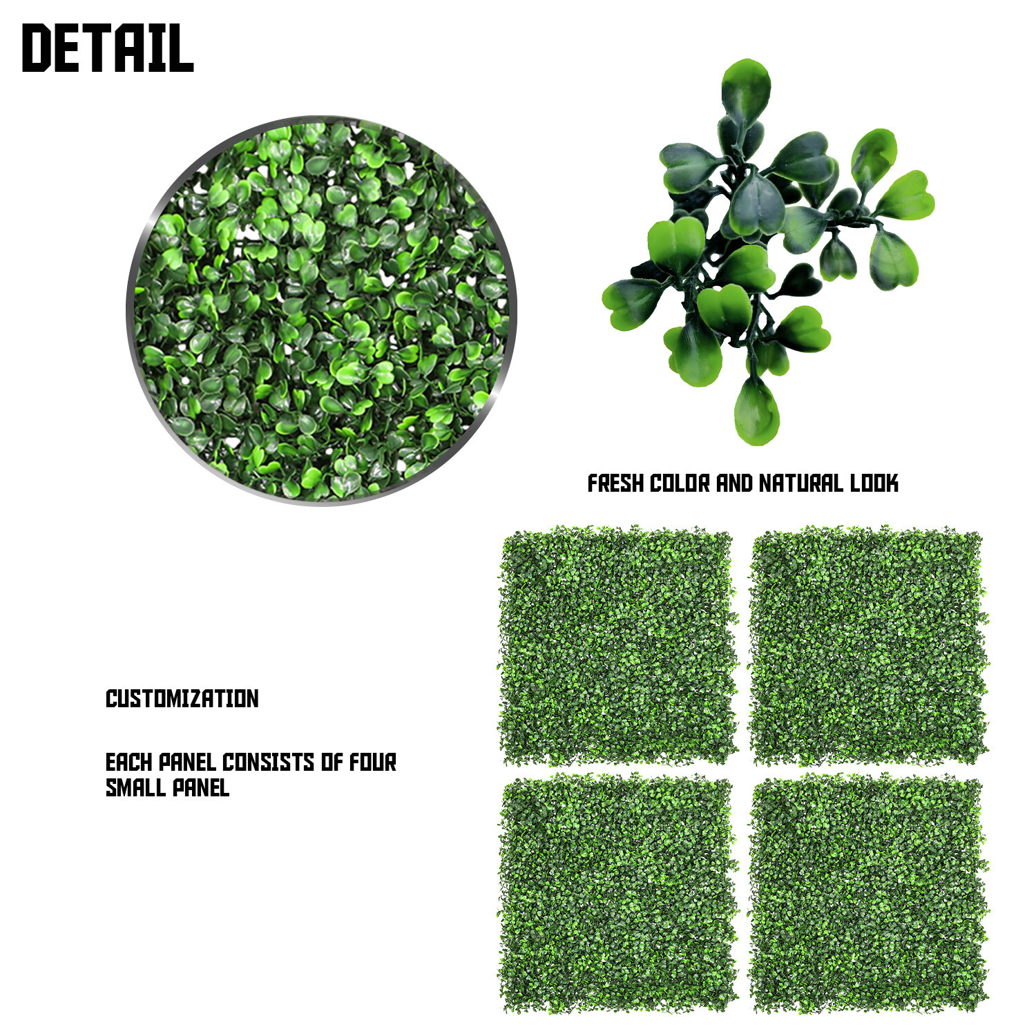 20″x20″ Artificial Faux Leaf Greenery Boxwood Fence Screen Wall Decor Panel