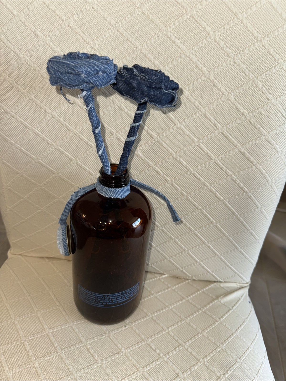 Handmade Denim Roses Flower 2nd Anniversary, Eco, New England Brewing Co Growler
