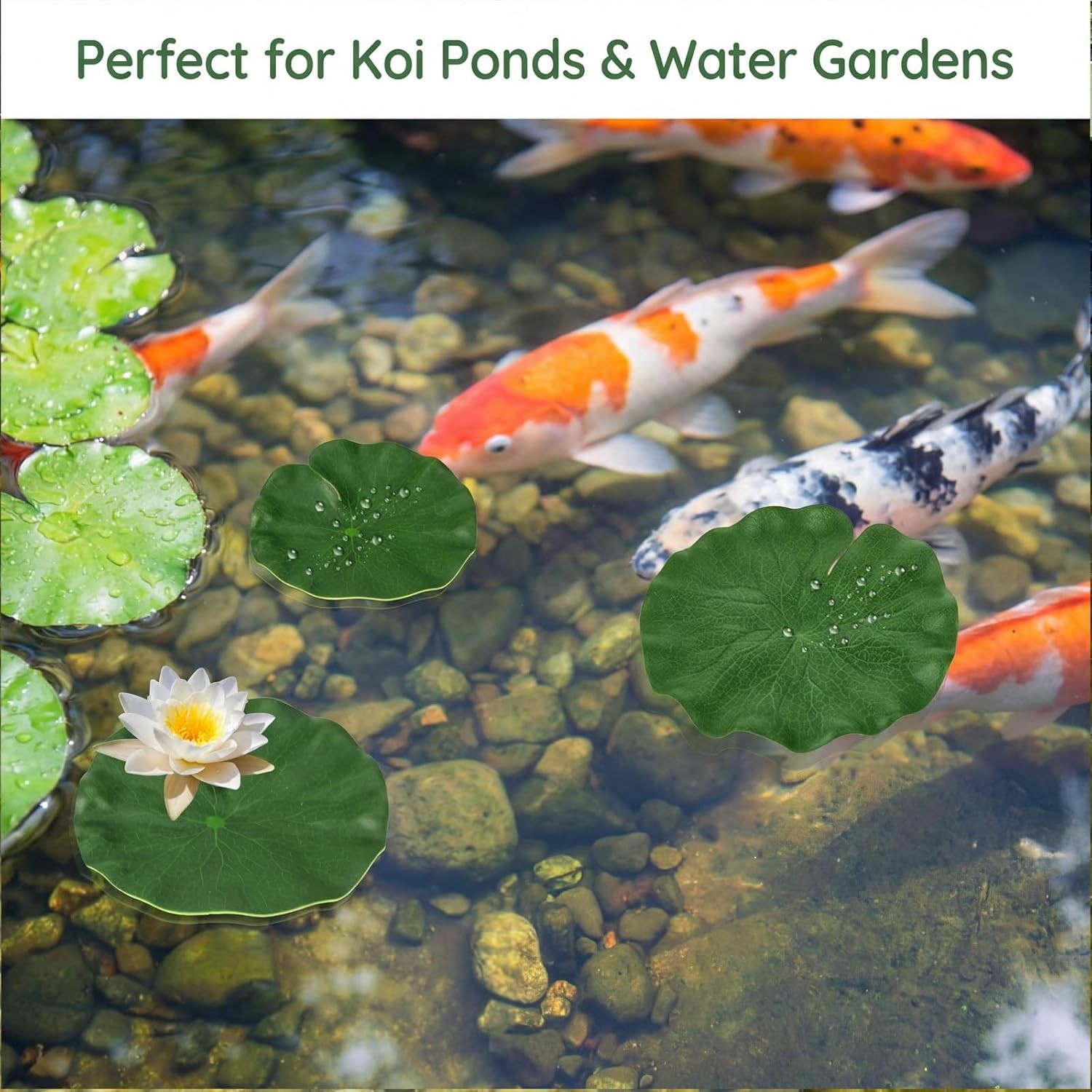 6 Pcs Artificial Lily Pads for Ponds, 3 Sizes Realistic Floating Fake Lily