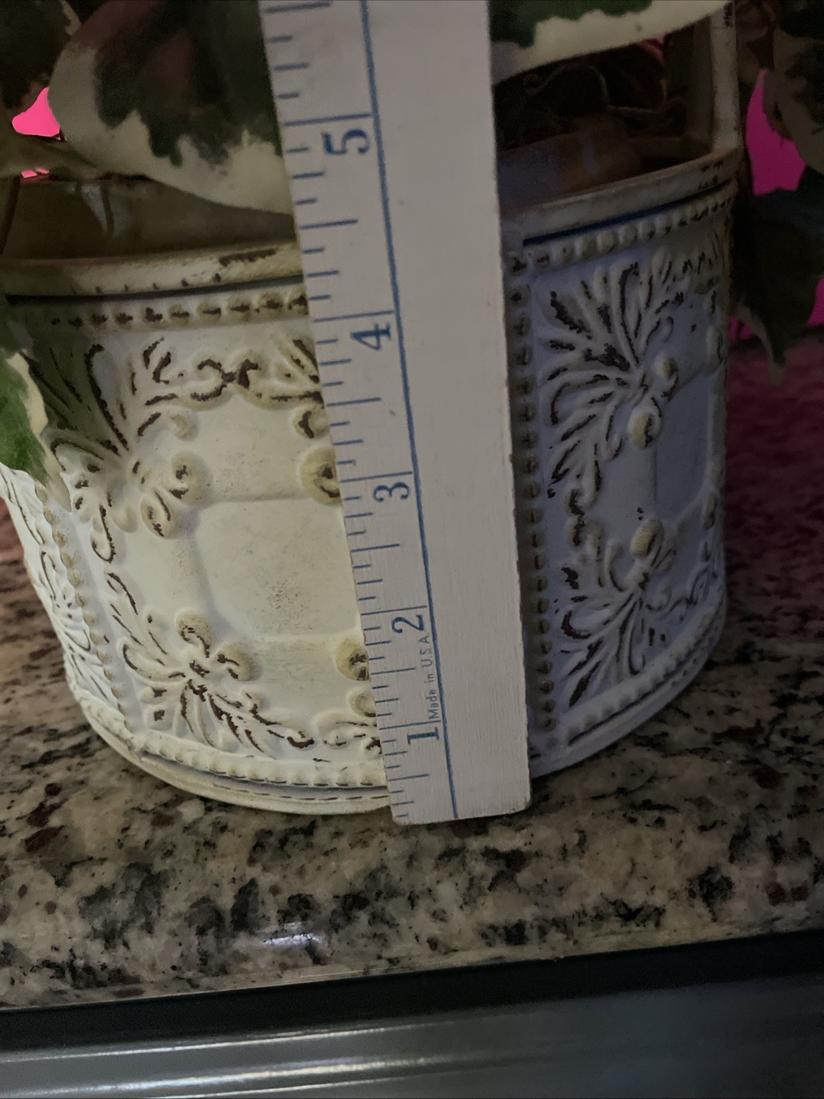 Artificial Ivy Plant In Heavy Pot, Inside Metal Basket